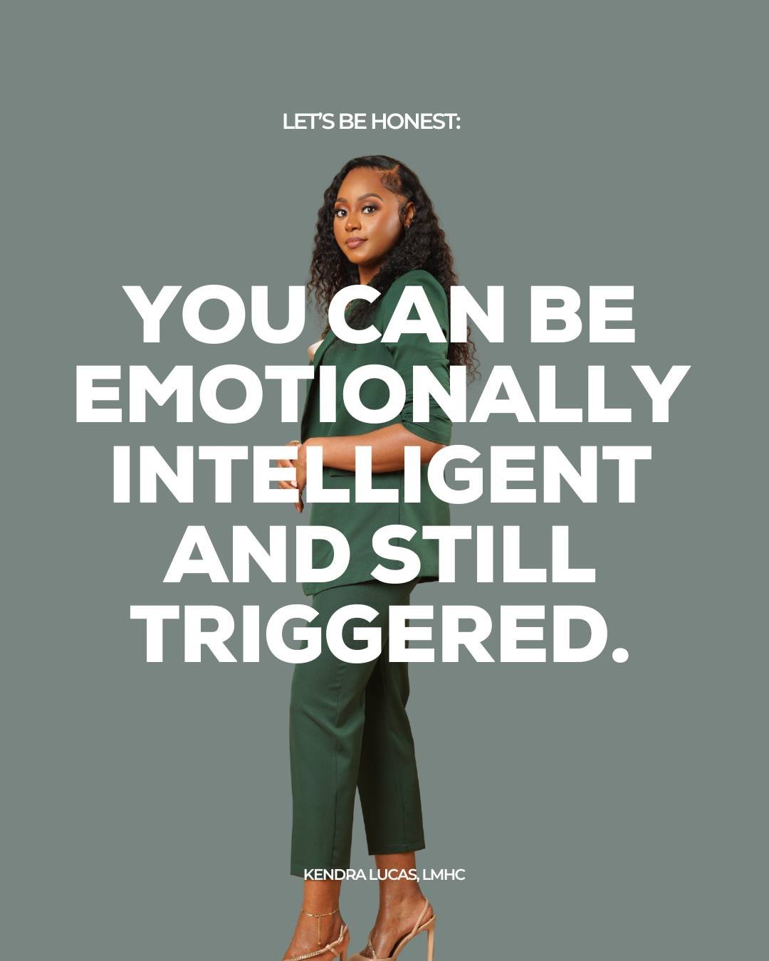 Awareness doesn&rsquo;t equal immunity. Being triggered is human, not failure.
Emotional intelligence lets you notice triggers, but it doesn&rsquo;t stop them. Healing happens when you regulate, not when you analyze.

Follow @kendralucaslmhc for ther