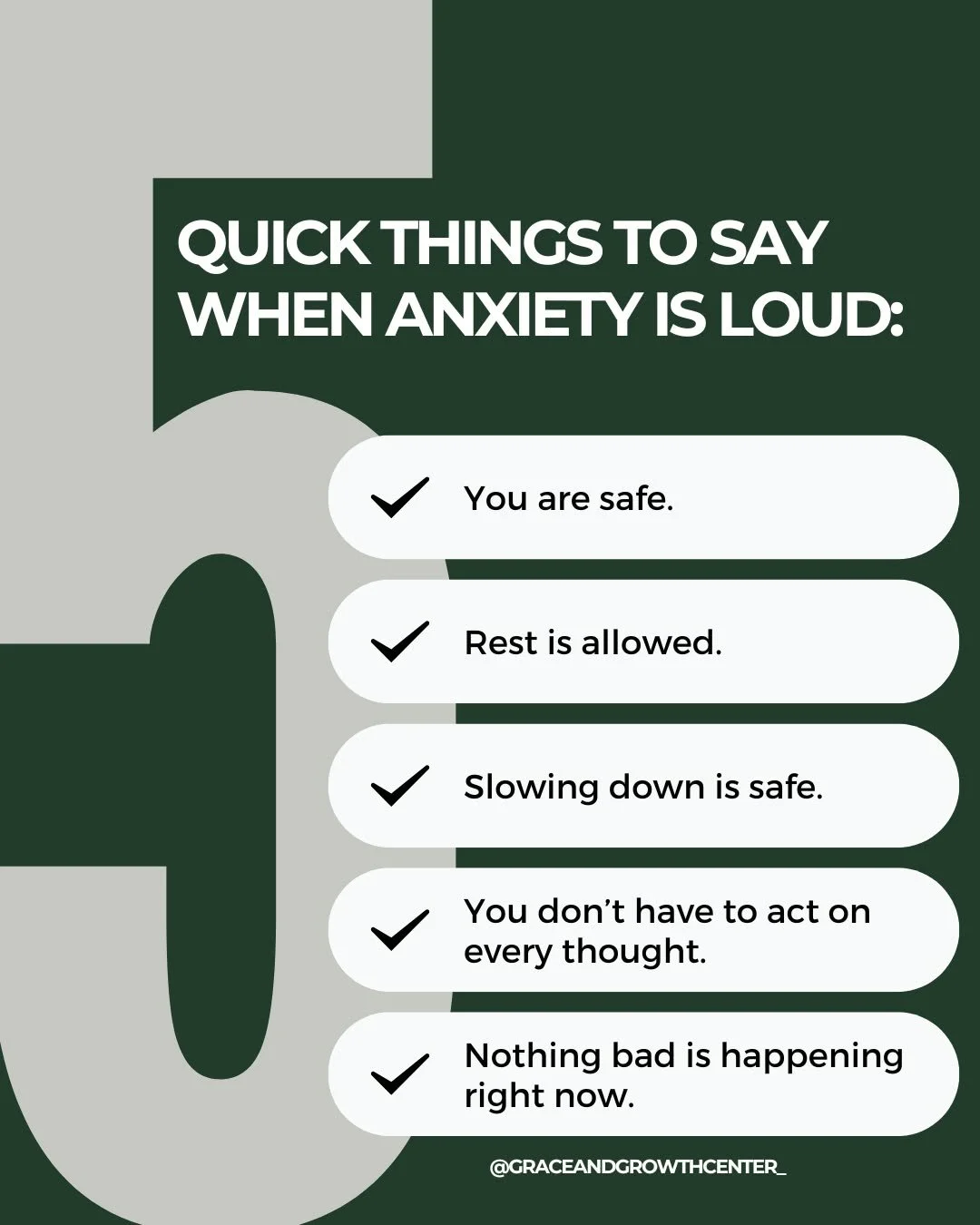 Sometimes anxiety is so loud, nudging at every corner of your brain.

It tells you the world is unsafe, your choices are wrong, and rest is impossible. Peace is impossible. 

And yet&hellip; you can still remember this:

&rarr; You are safe.
&rarr; R