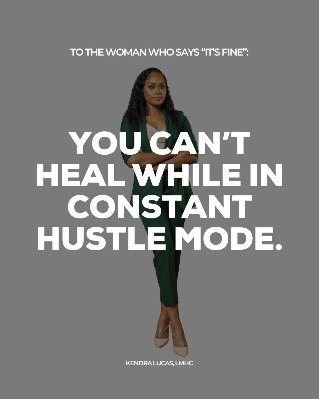 Healing takes space, reflection, and safety. You can&rsquo;t cram self-awareness into your to-do list. Slow down. Your nervous system needs it.

Follow @kendralucaslmhc  for therapy conversations for high-achieving women who are tired of overthinking