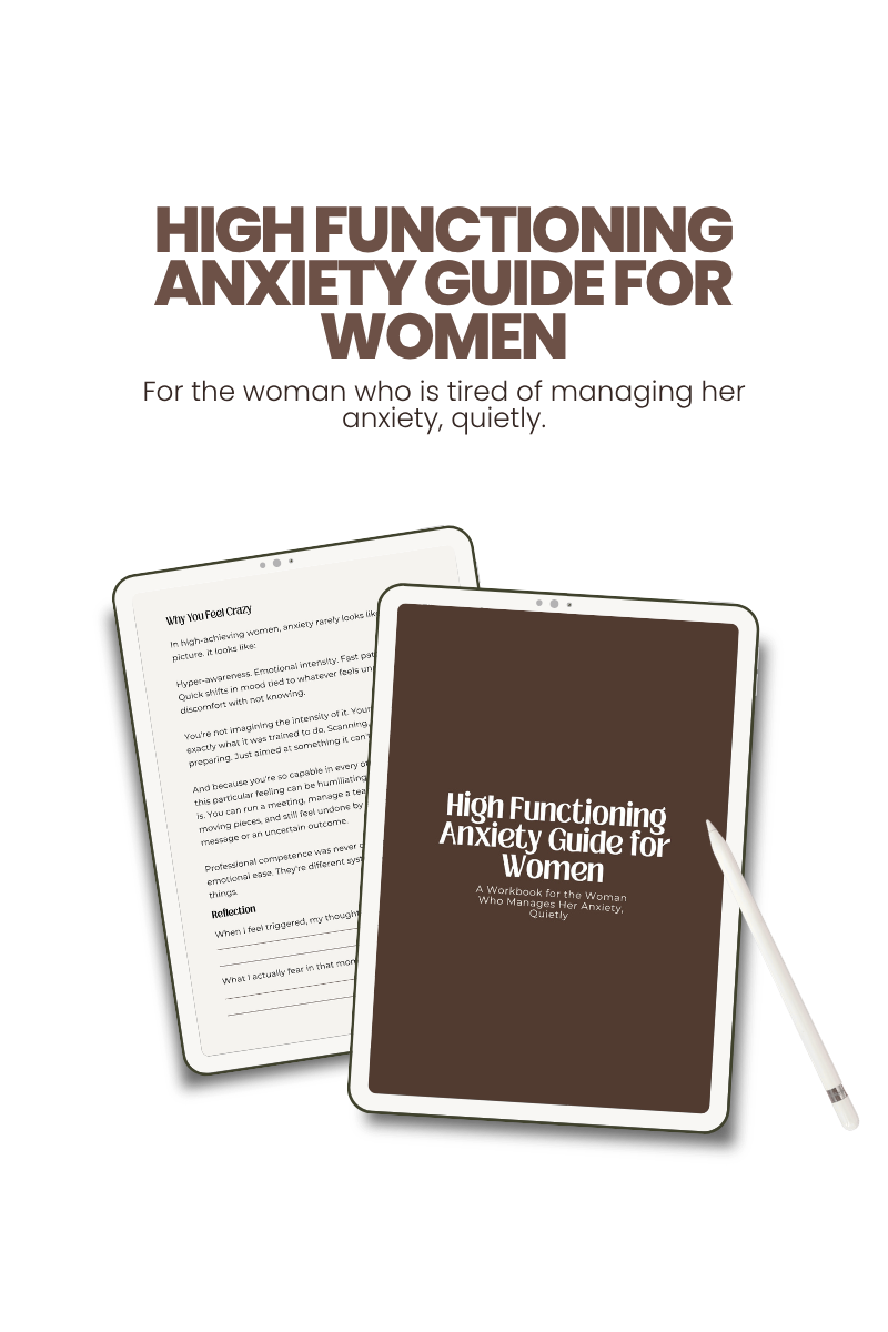 high functioning anxiety guide for women. mockup image