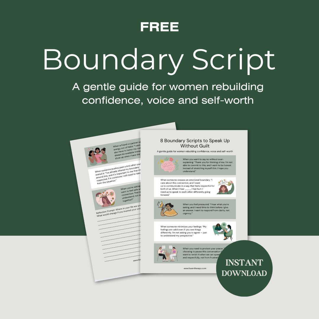 free downloadable guide titled "Boundary Script" for women,  "Instant Download"