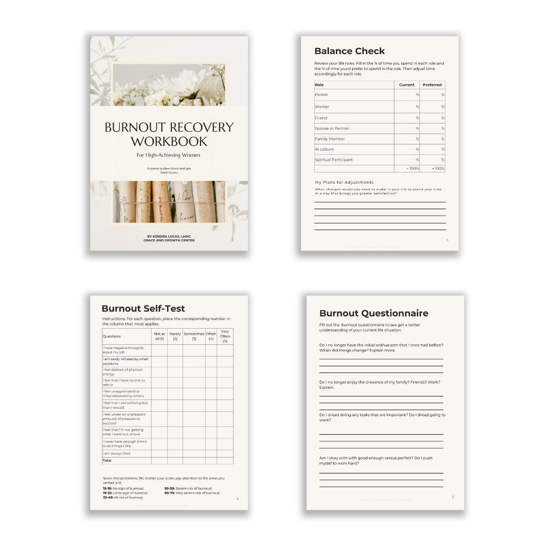 burnout recovery workbook for women. mockup image
