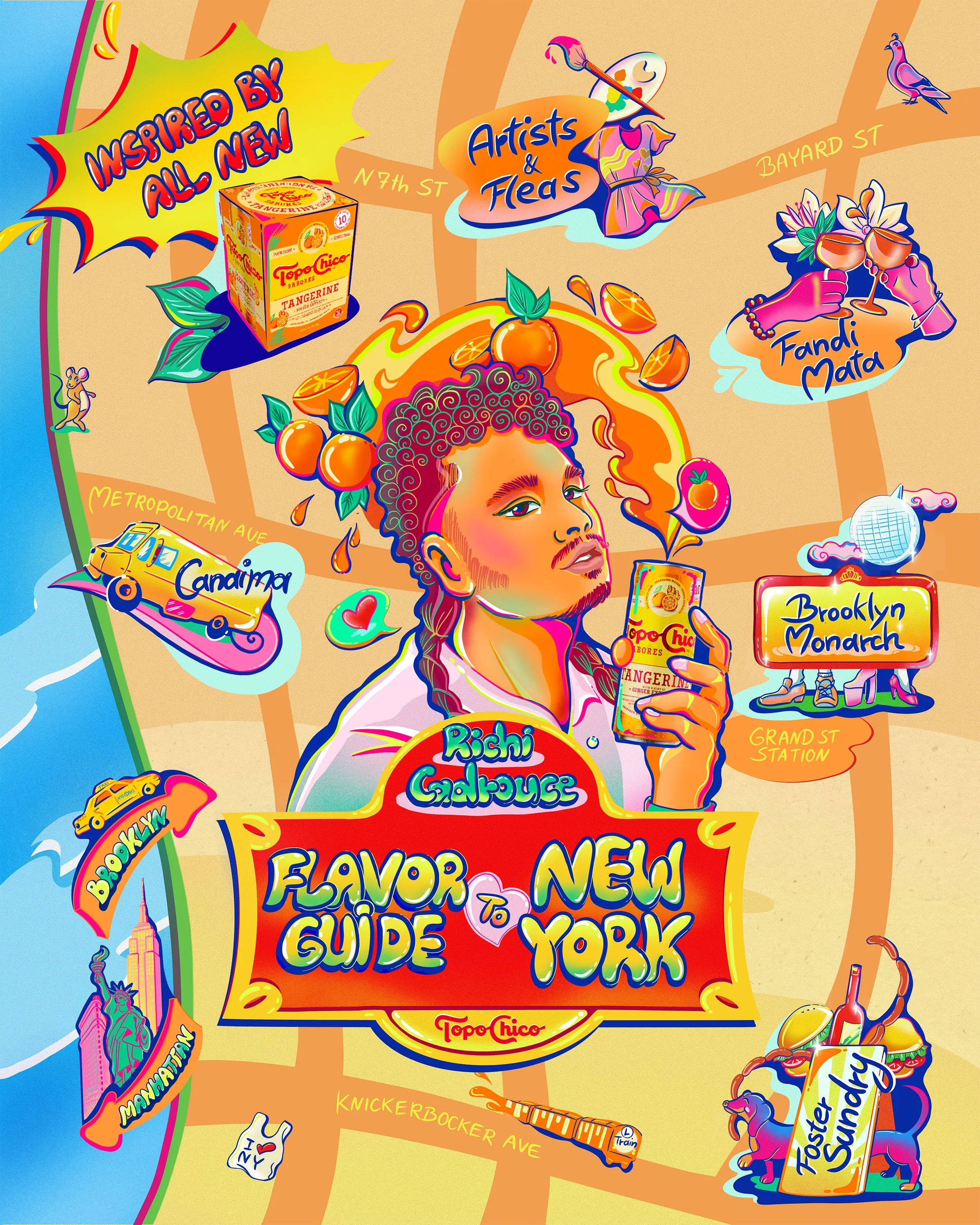 Topo Chico USA - New York Map Illustration
