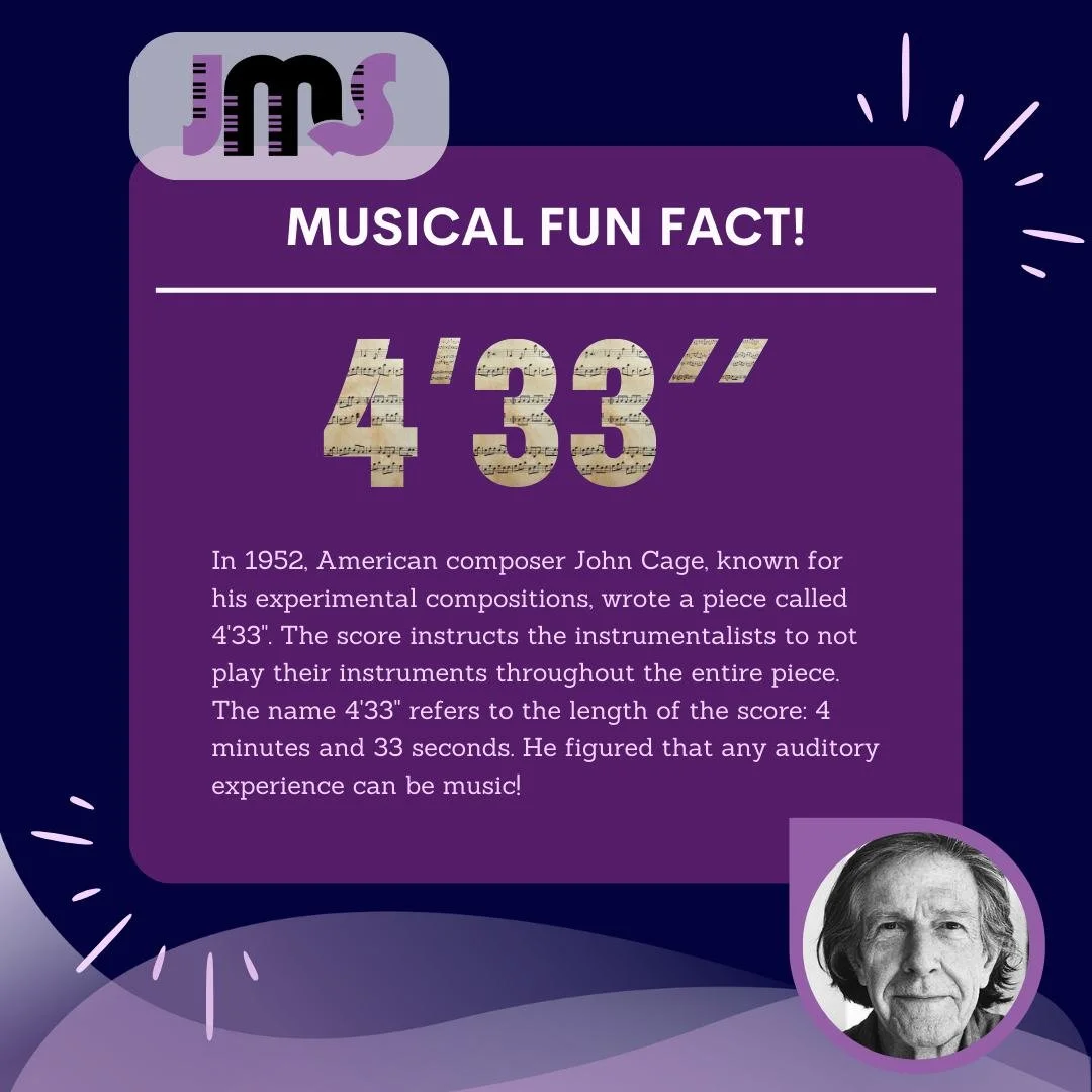 Check out this musical fun fact! π€―π‘π΅
Did you know there's a famous piece of music from 1952 with NO MUSICIANS PLAYING? It's almost entirely silence! It sparked global debate and left many people asking the same thing... what really is music?π€