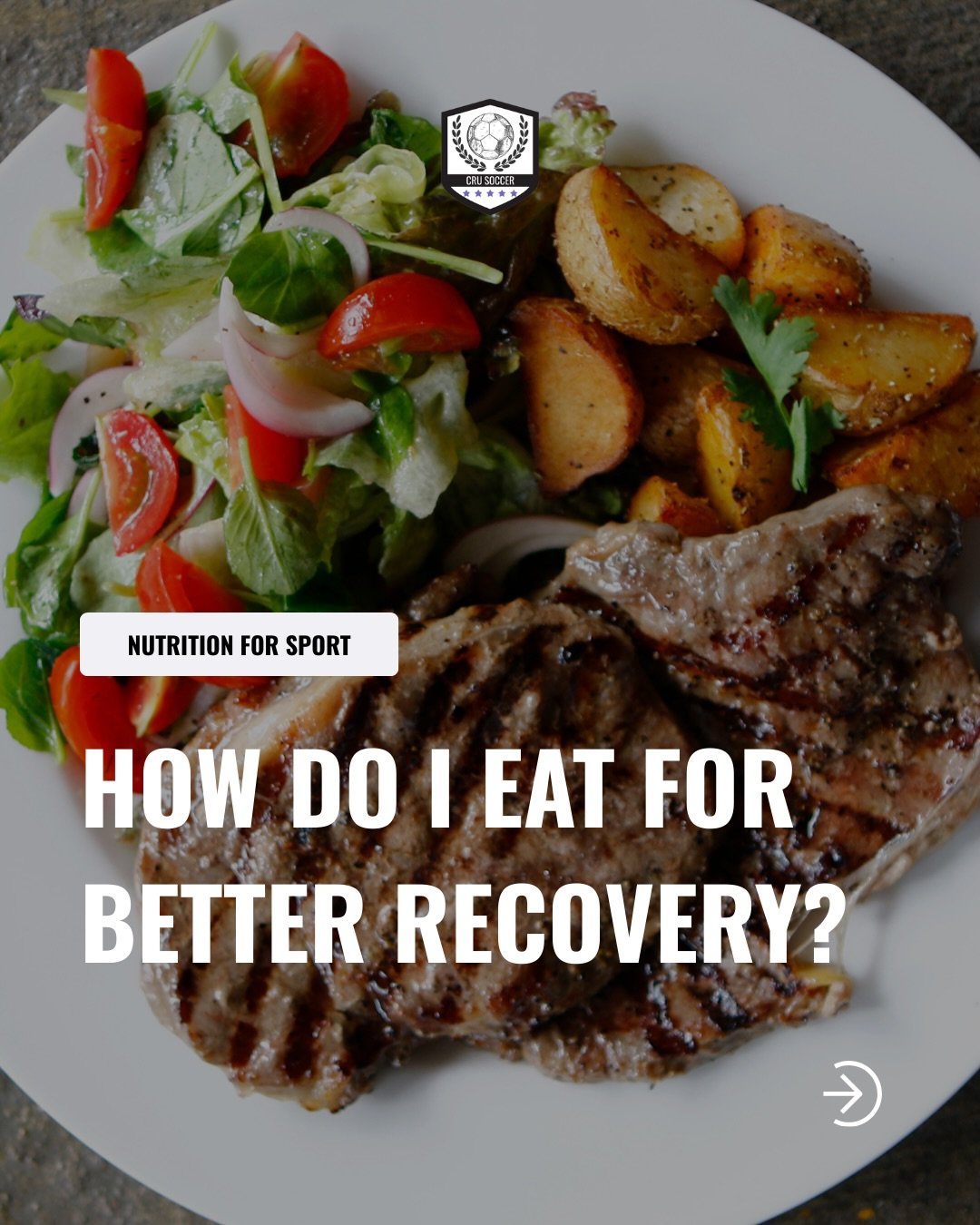 You can eat in a way that improves your recovery. Athletes that eat satiating meals are able to play at a high level for longer. Do you eat meals that boost your recovery? 

#soccer #nutrition #wellness
