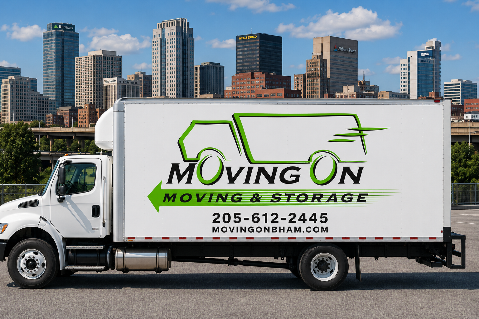 Moving truck in front of Birmingham,AL