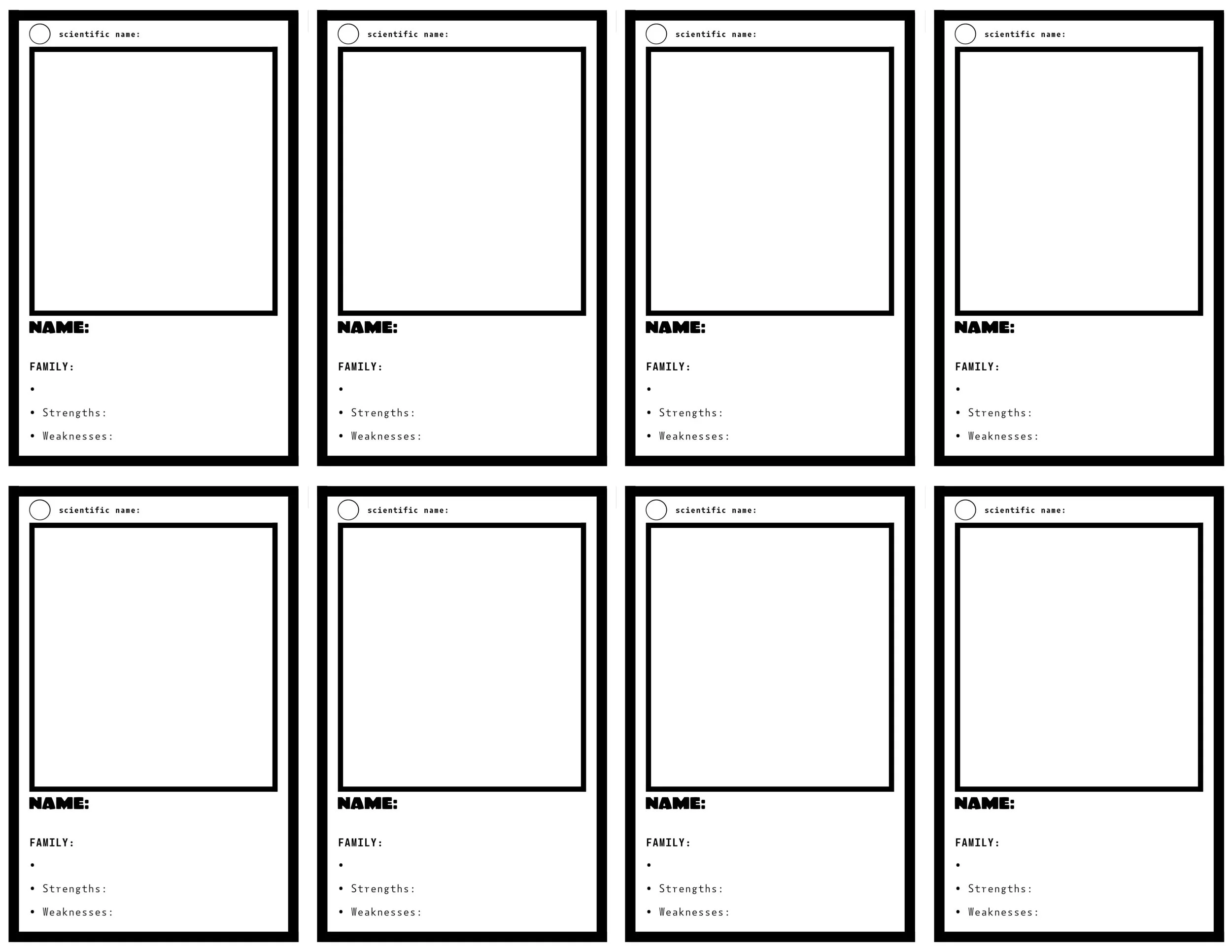   Garden Club trading card template   one page, eight blanks