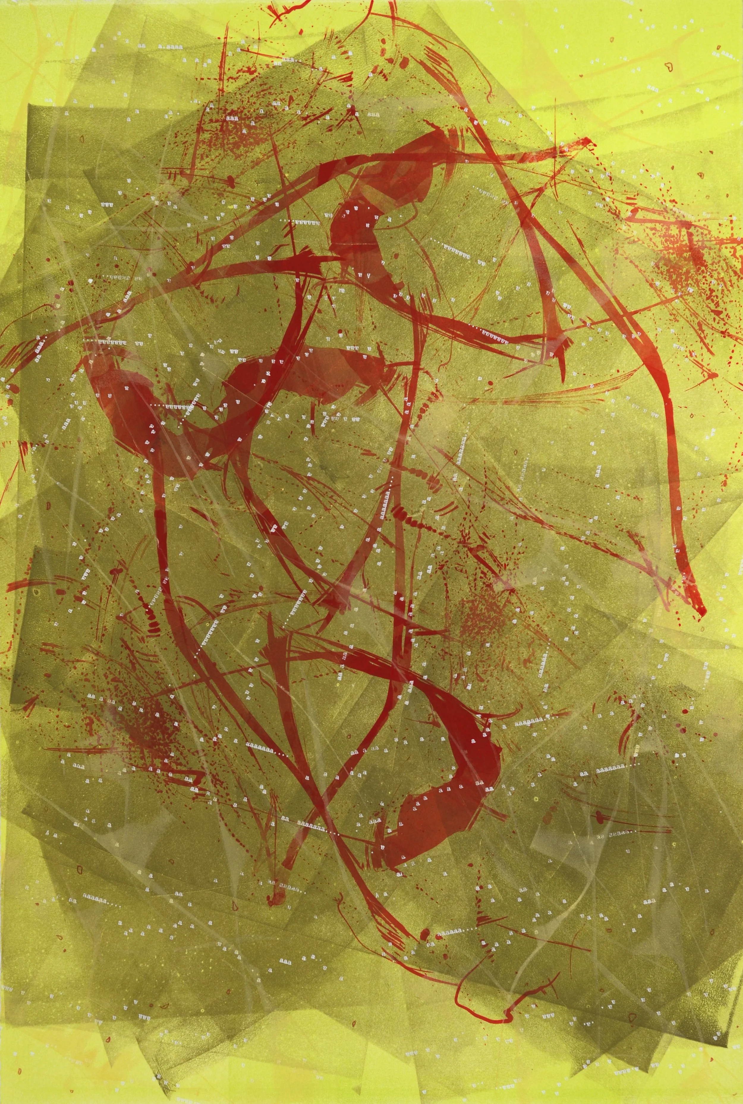 Poised between Joy and Ruin 1 , additive monotype, screen print