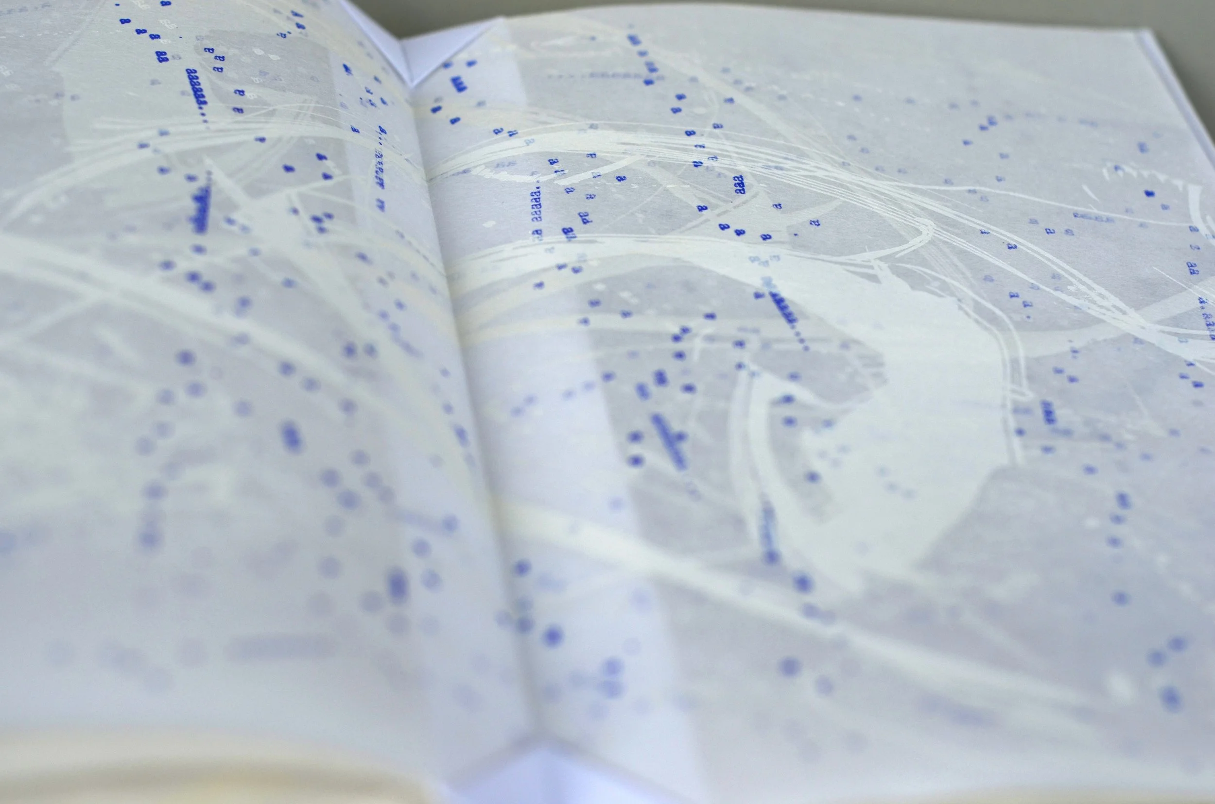 Aaaaaa... 2 , handmade artist book, screen ink on white and cream mulberry paper (close up)