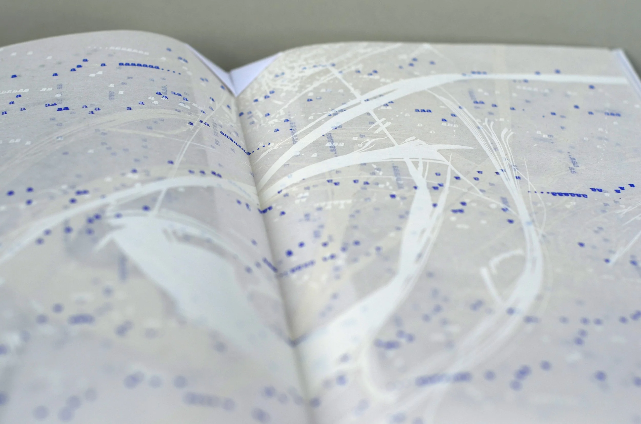 Aaaaaa... 2 , handmade artist book, screen ink on white and cream mulberry paper (close up)