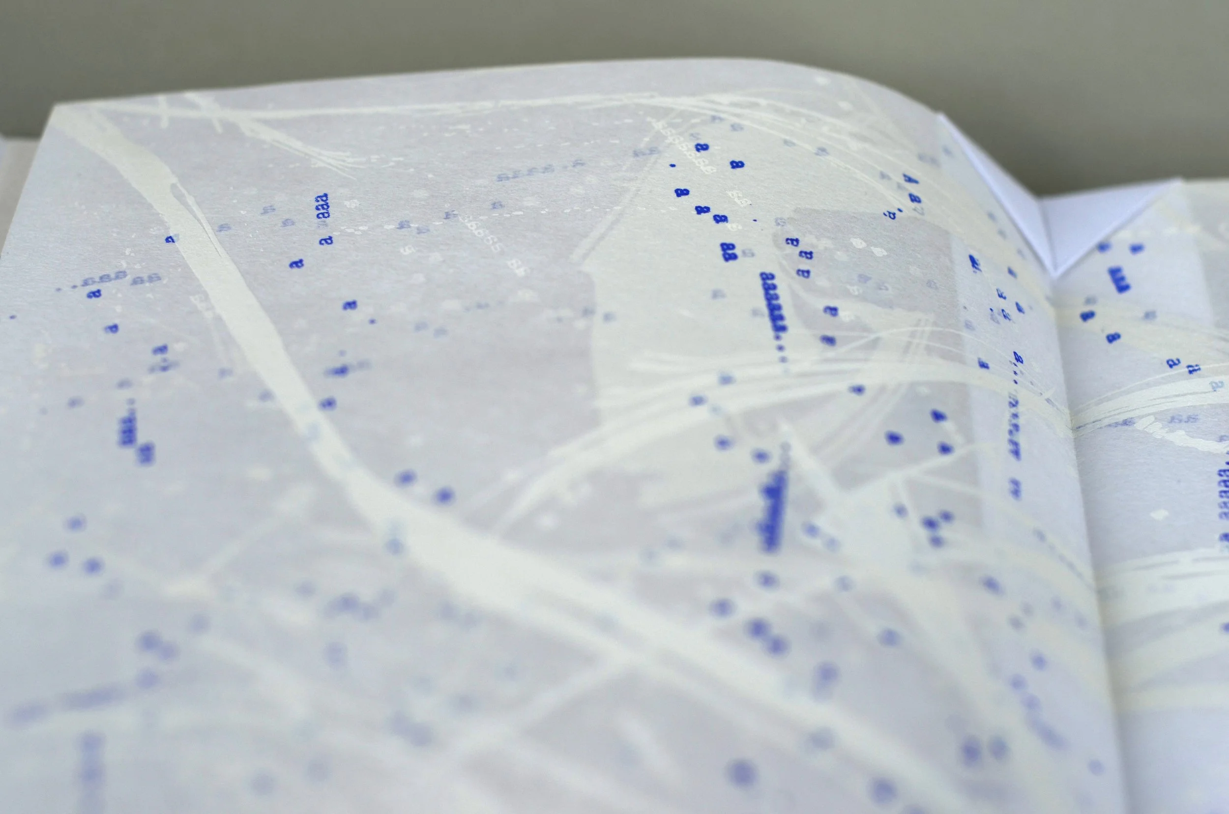 Aaaaaa... 2 , handmade artist book, screen ink on white and cream mulberry paper (close up)