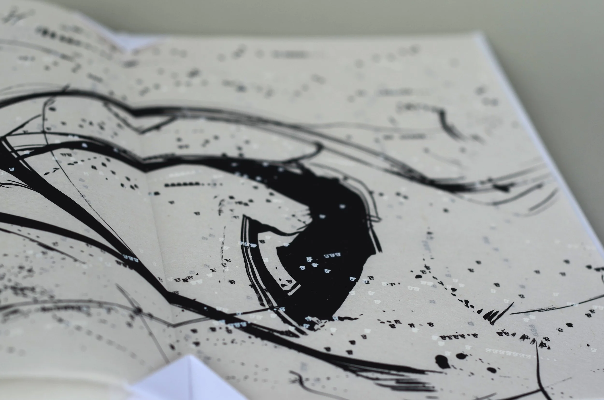 Aaaaaa... 2 , handmade artist book, screen ink on white and cream mulberry paper (close up)