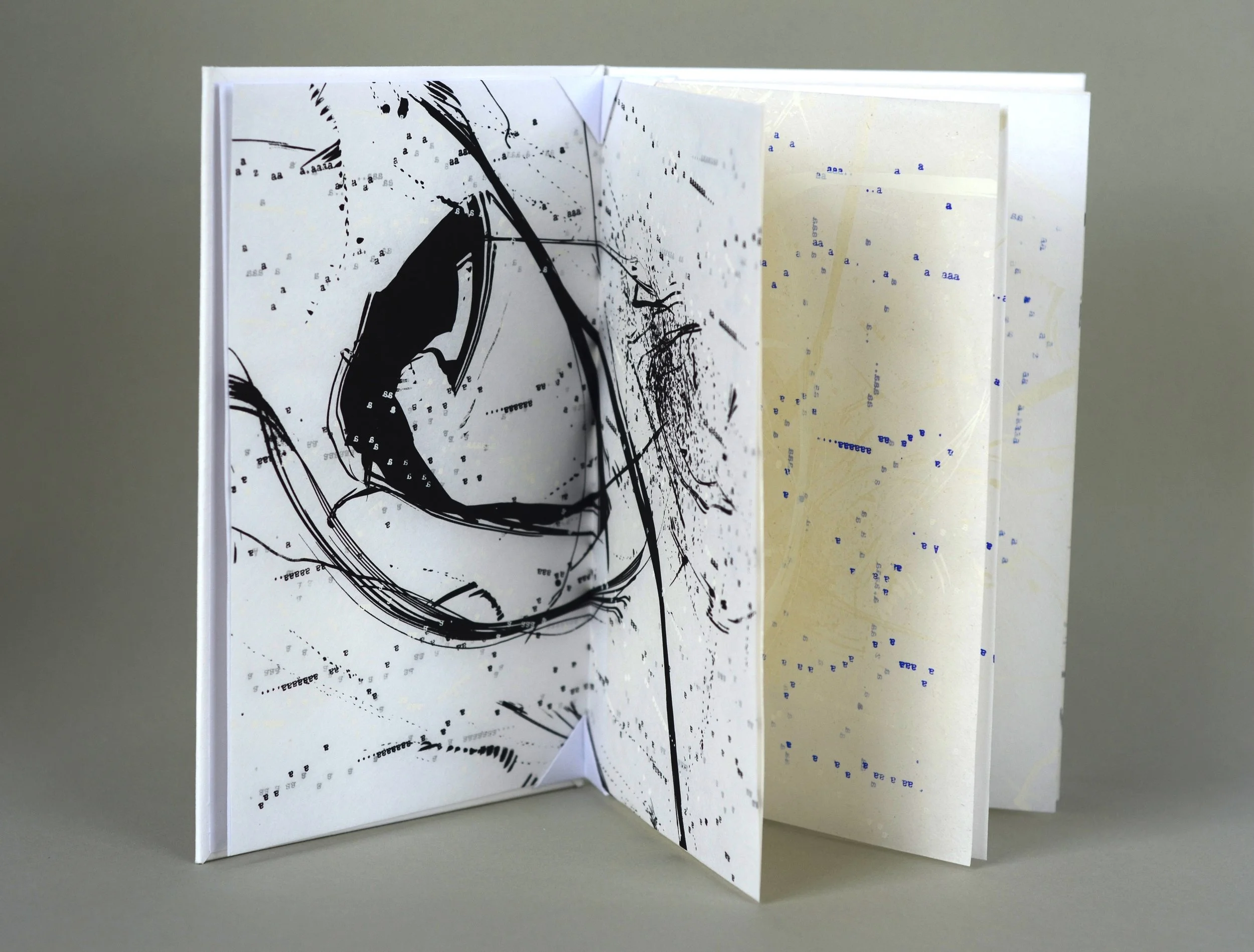 Aaaaaa... 2 , handmade artist book, screen ink on white and cream mulberry paper - with interchangeable pages