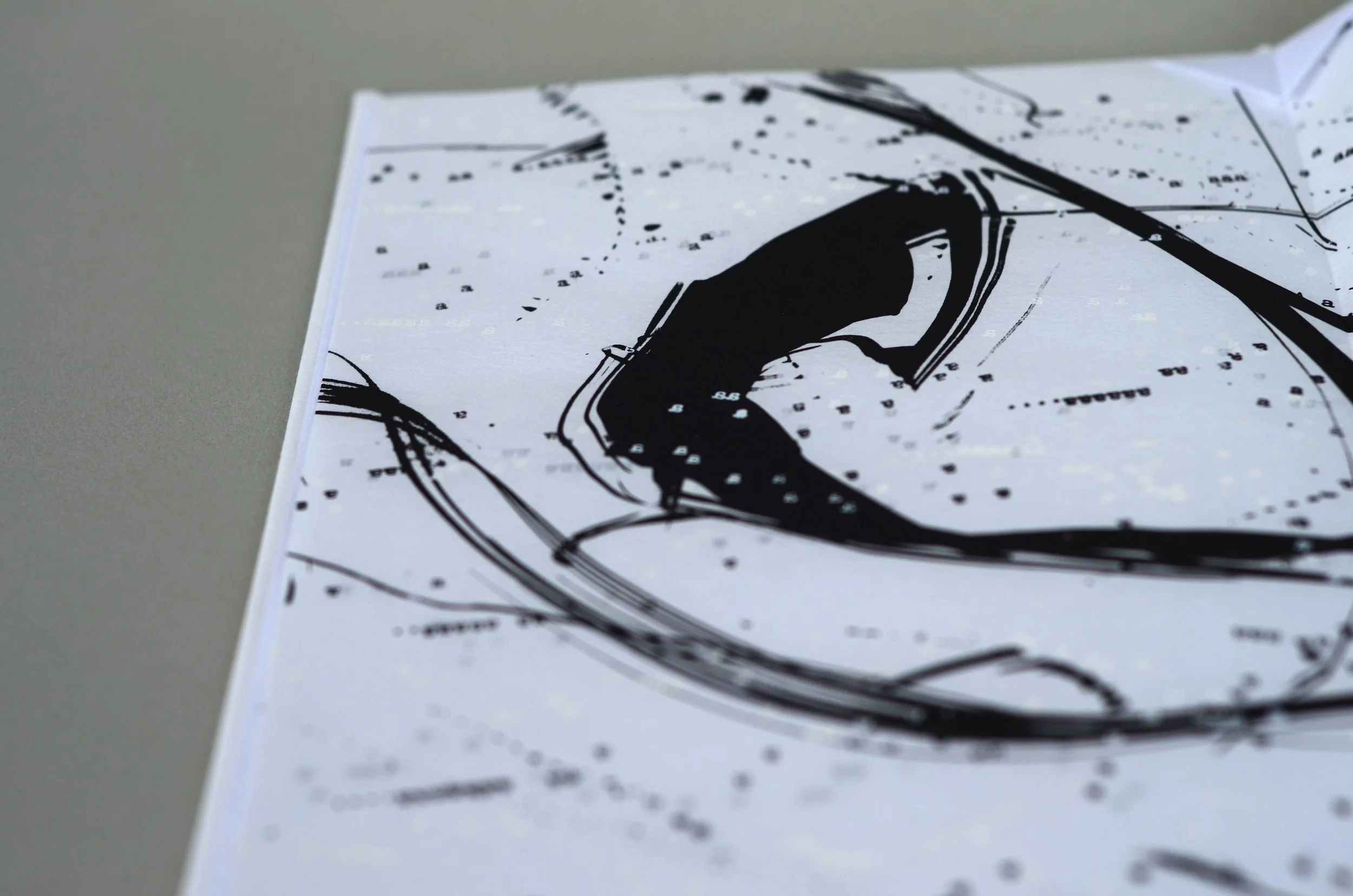 Aaaaaa... 2 , handmade artist book, screen ink on white and cream mulberry paper (close up)