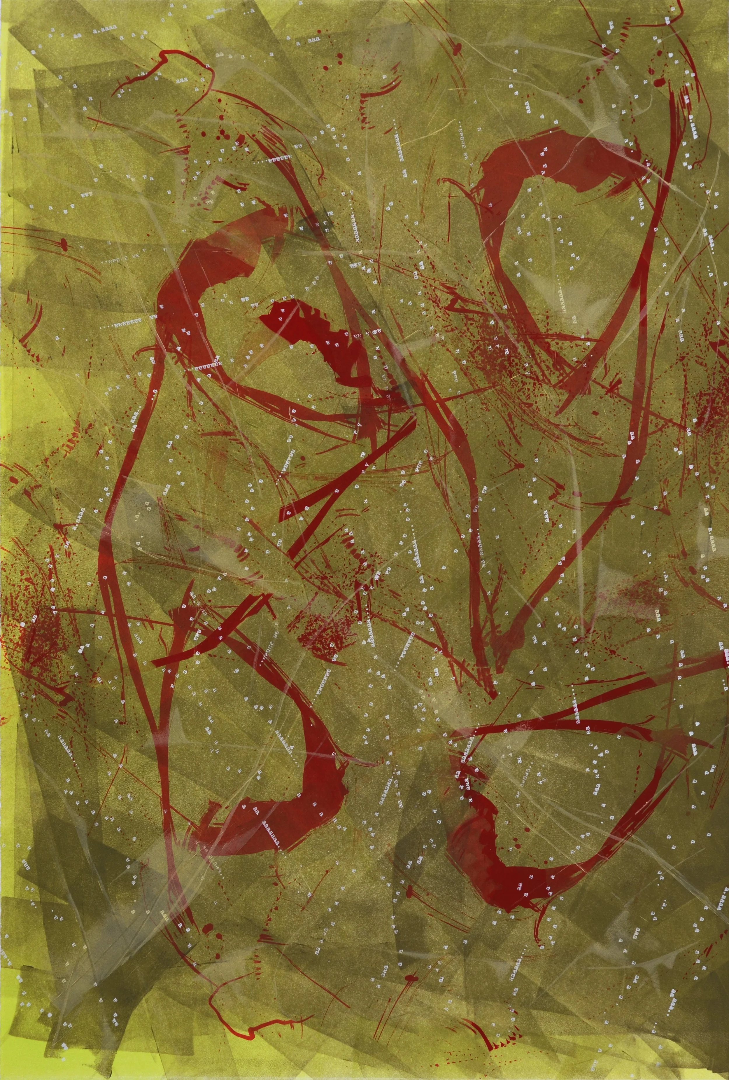 Poised between Joy and Ruin 3 , additive monotype, screen print