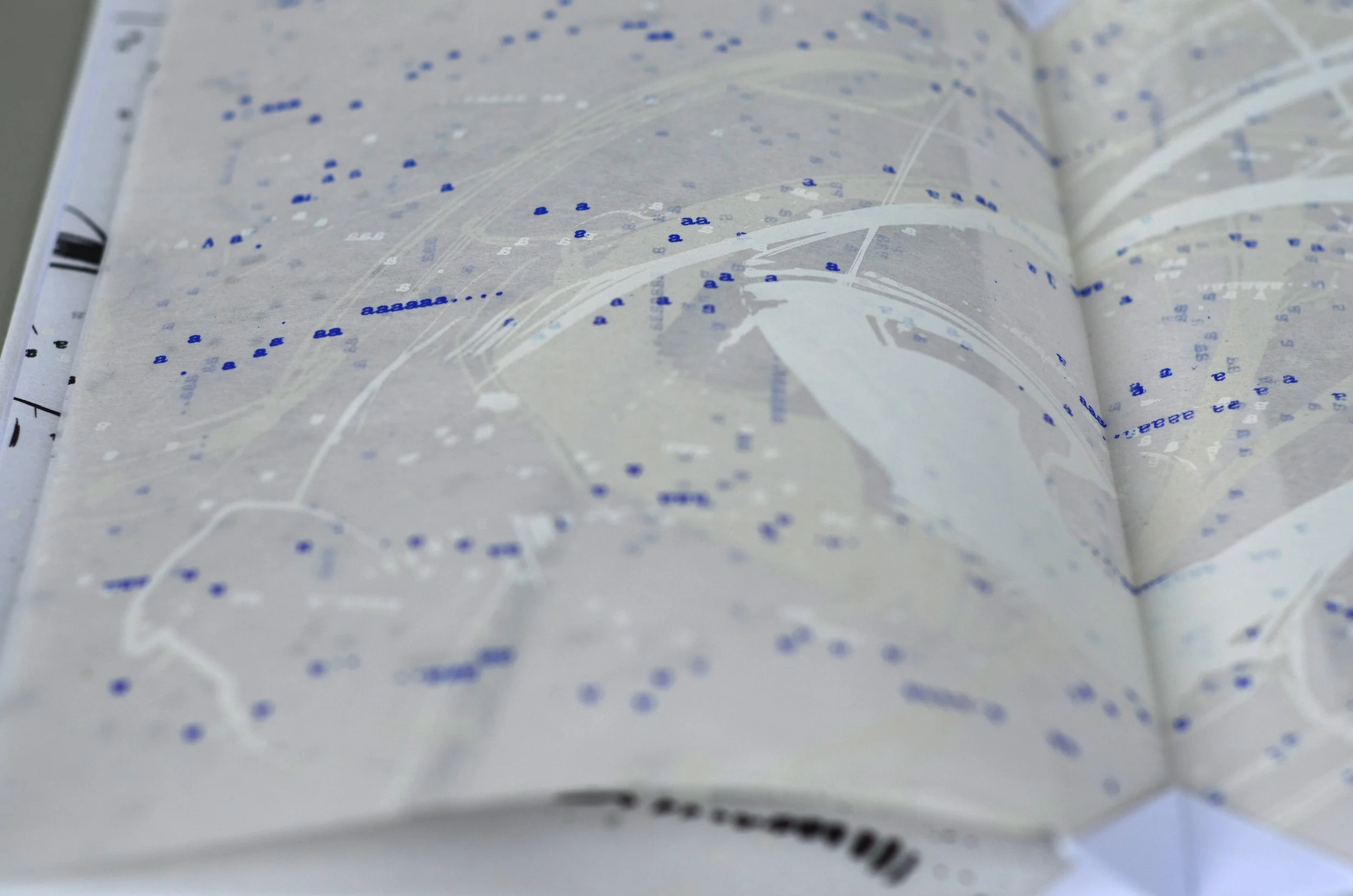Aaaaaa... 2 , handmade artist book, screen ink on white and cream mulberry paper (close up)