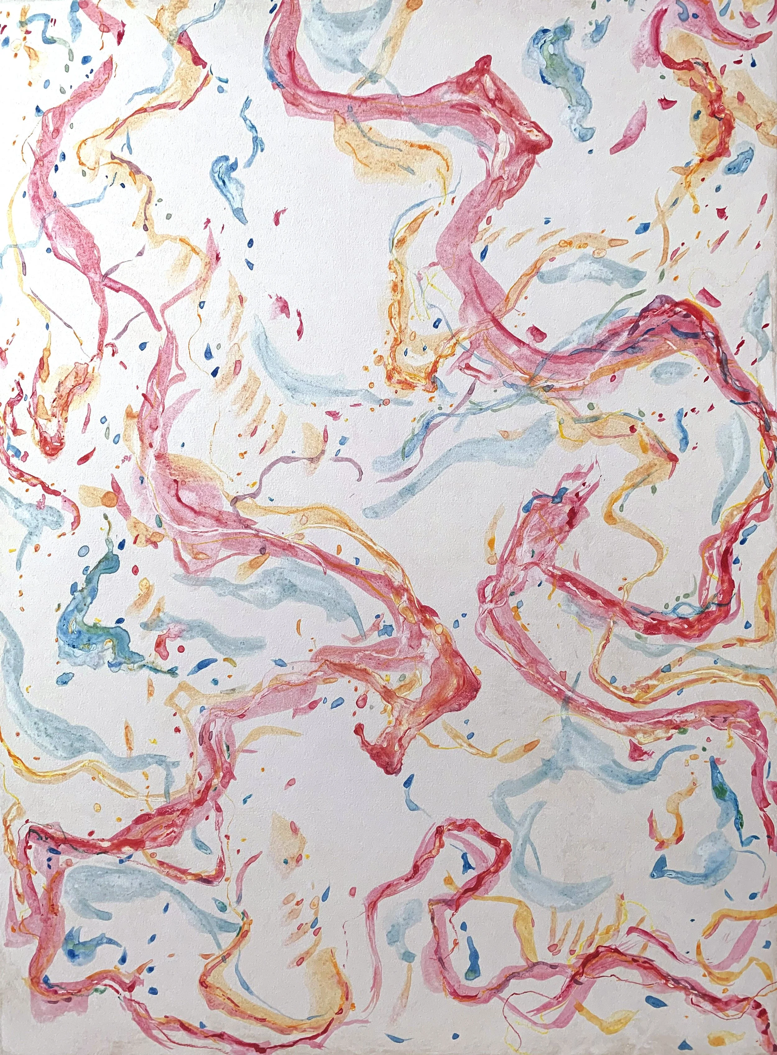 Vermilion Patter , watercolor monotype
