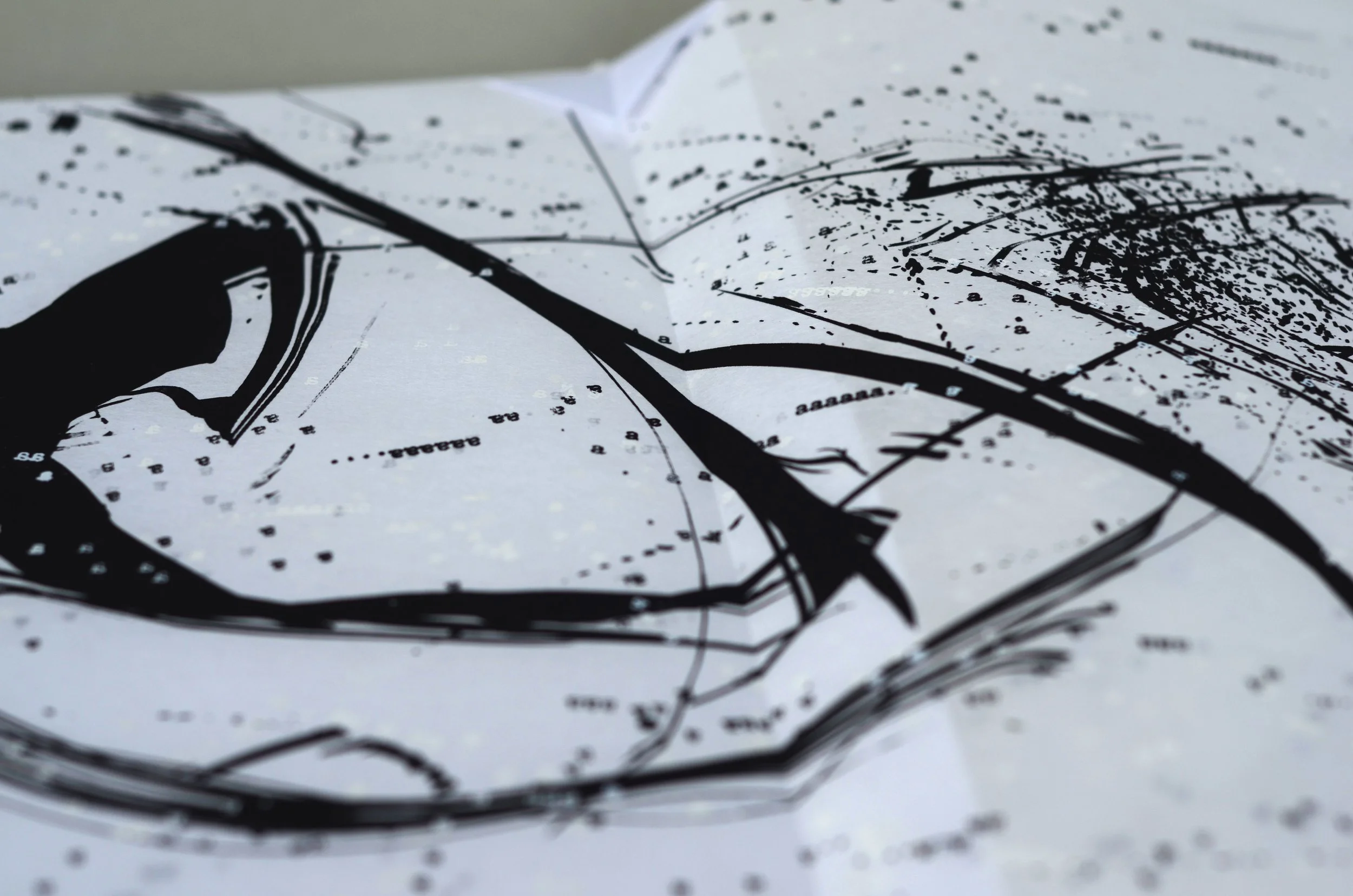 Aaaaaa... 2 , handmade artist book, screen ink on white and cream mulberry paper (close up)
