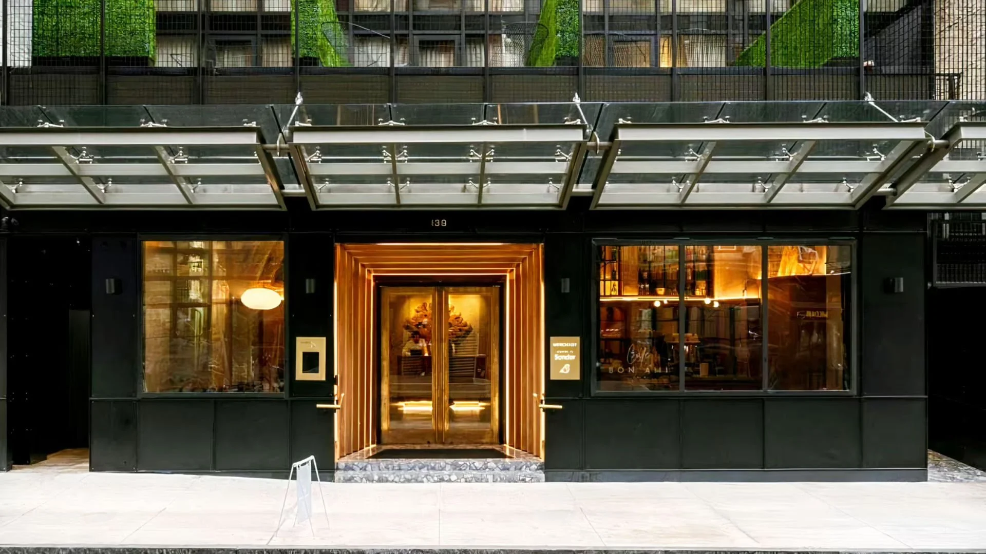 front entrance of hole in the wall lower east side which is in the merchant hotel lobby