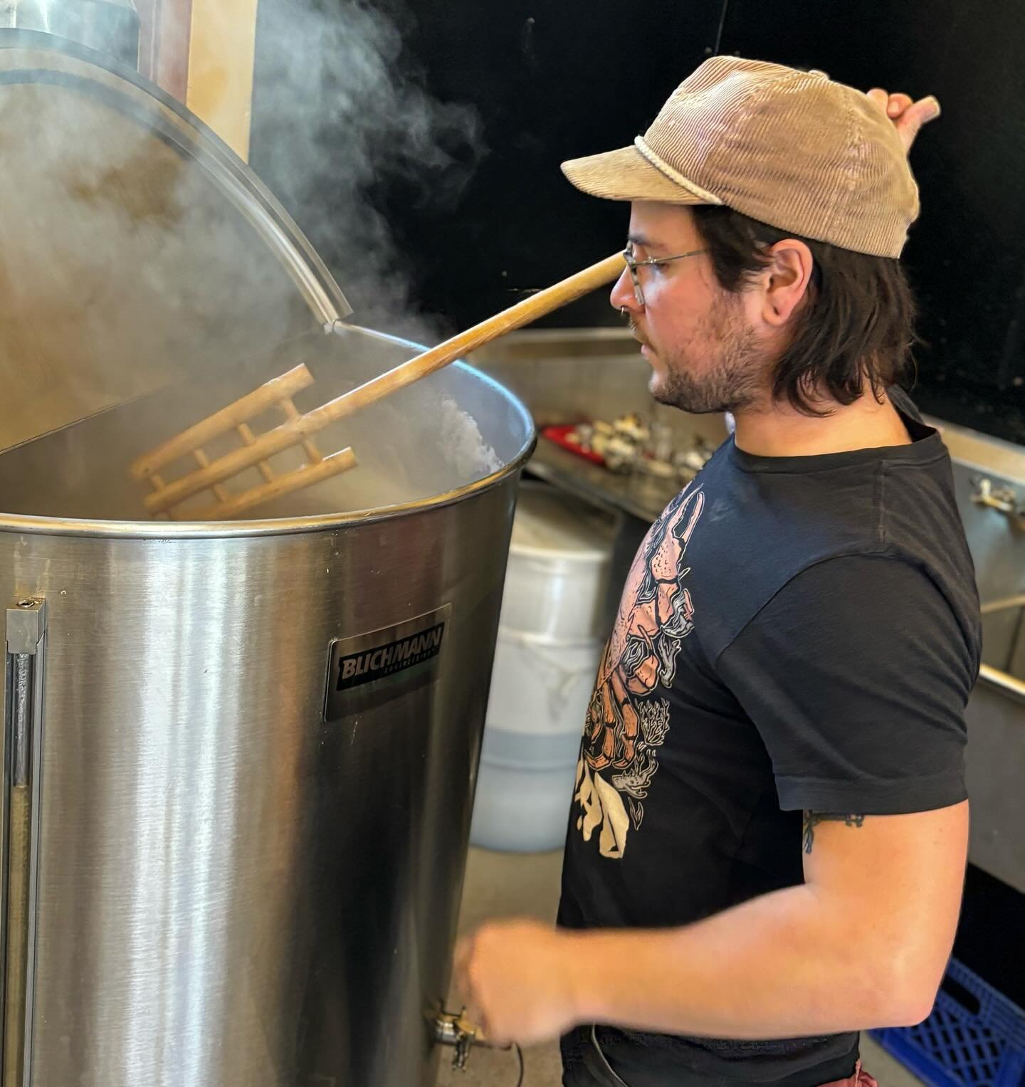 I walked in on Sam as he was reaching into this steaming cauldron&hellip;of beer! A very brew wizard sort of moment. 

We&rsquo;re just about ready to get those kegs out into the world. Maybe by this weekend?!