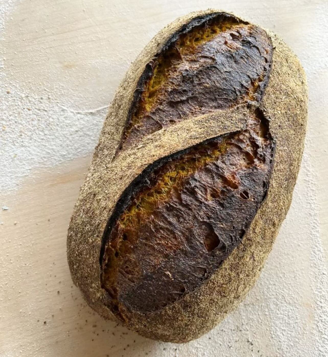 This week&rsquo;s Bread Share&mdash;

You&rsquo;re in for a treat when you cut this one open&mdash;golden yellow and packed with a punch! This week&rsquo;s turmeric and black pepper loaf is filled with warmth from the turmeric and some spiciness from