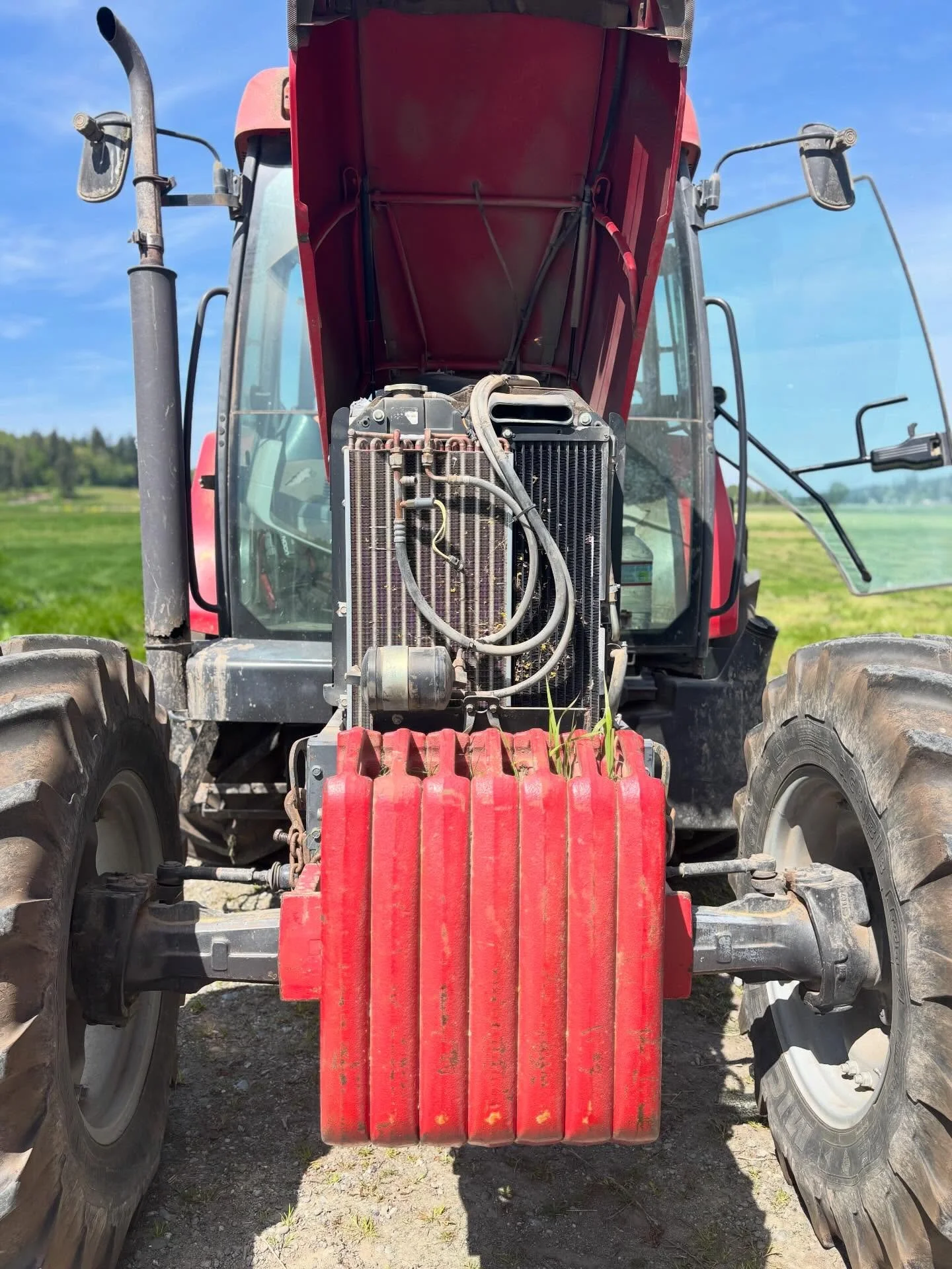 Uh-oh, electrical gremlin in the tractor engine on planting day. Eek!