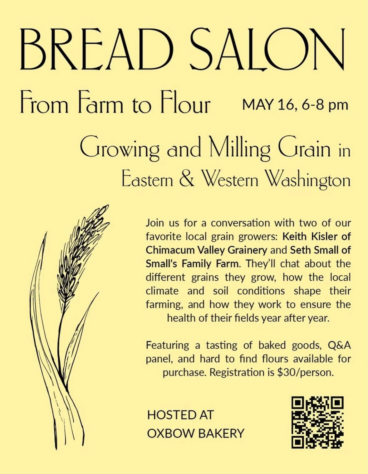From farm to flour!

Keith is coming into the city this weekend to join these cool folks to share conversation and camaraderie around growing and milling good grains! Hosted at @oxbow_montlake in the good company of @smallsfamilyfarm 

Hope to see so
