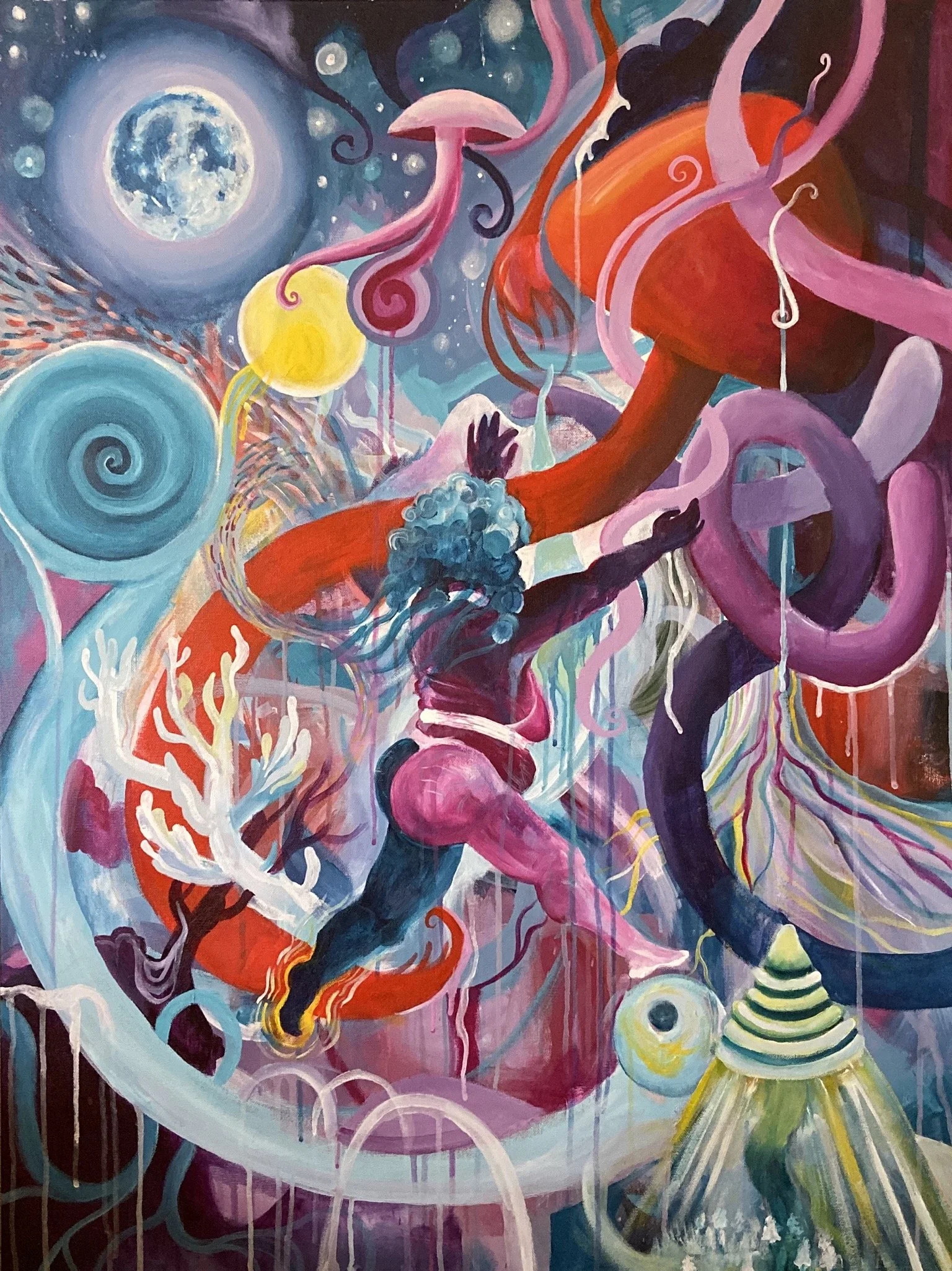 "Mushroom Frolic" 30" x 40" x 1.5" 2019 SOLD (Print available)