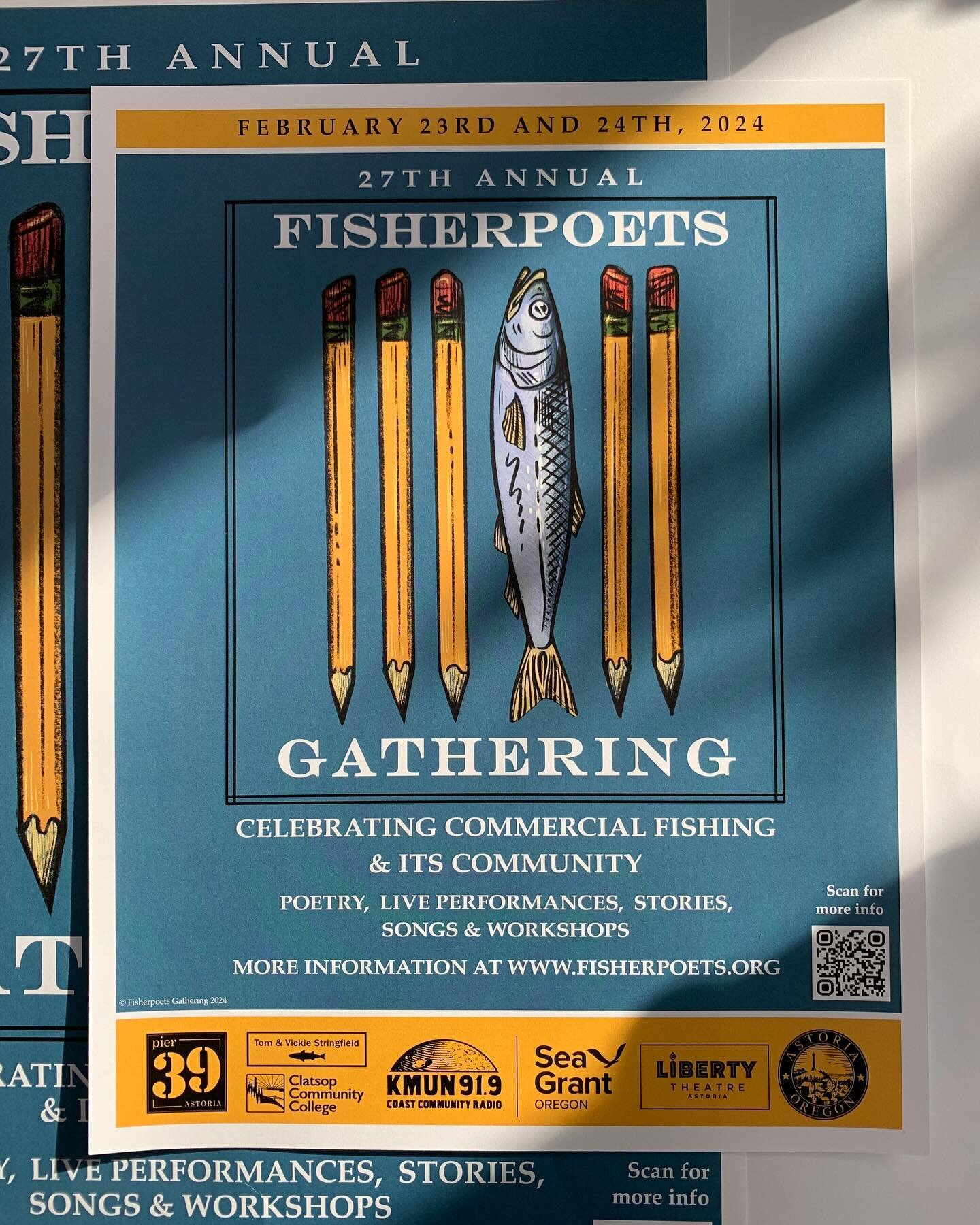 Proud of this year&rsquo;s FisherPoets Poster. My name isn&rsquo;t on it, but I am grateful I have had the opportunity to do a number of posters from start to finish (illustration, graphic design, layout, production). Swipe for the raw digital illust