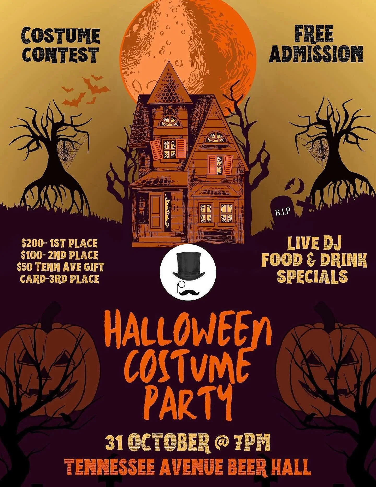Come for the spooky fun and amazing night! Free Halloween Party!