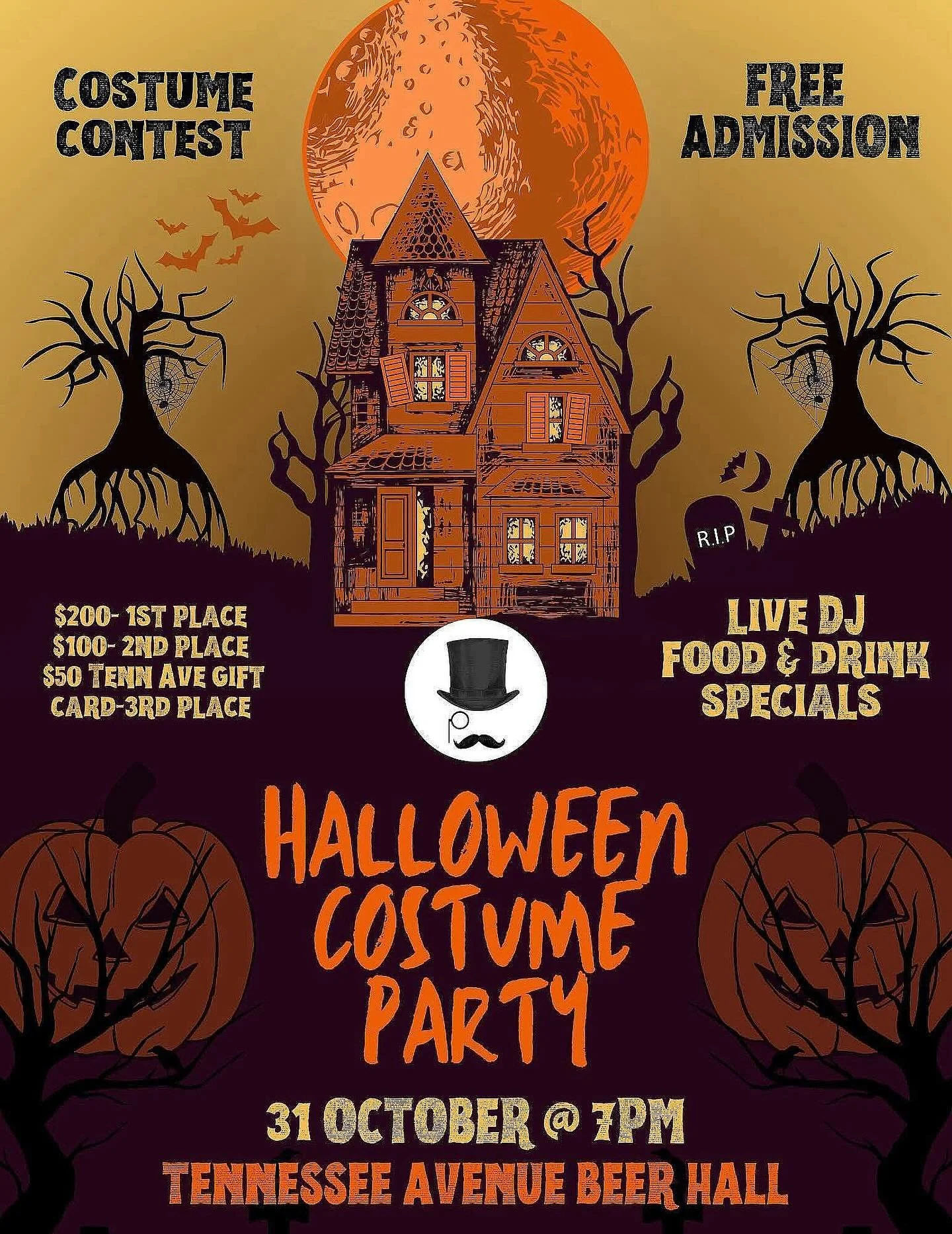 Happy Halloween Tennessee Avenue Beer Hall PEEPS! Tonight's the night for a howling good time! Our costume party starts at 7pm, don't be a ghost, show up on time! Live DJ, Drink specials, Cash Prizes for best costumes! Let's get this Ghoul of a party