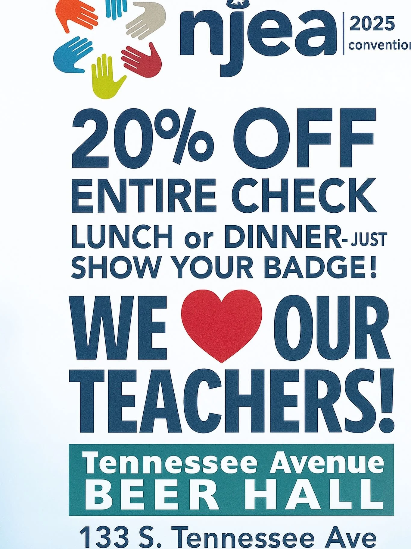 We love our teachers!! ❤️ Show your badge and get 20% off your entire check!