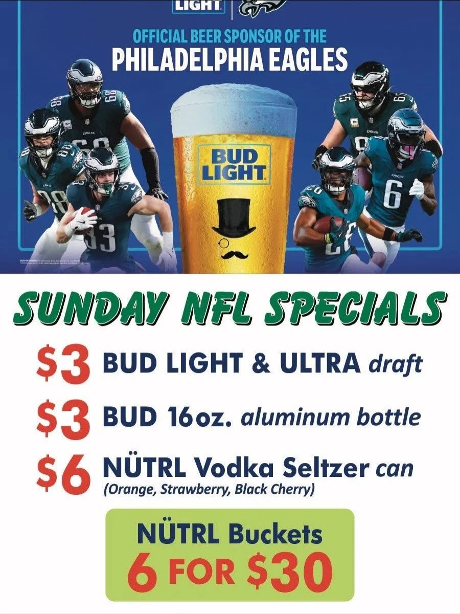 Happy Super Sunday! It's an Eagles 🦅 Football day VS that (other) team, Dallas! We've got AMAZING Football Food and Drink Specials Starting at 11am...What a GREAT DAY it's gonna be! Get your Butts down here Tennessee Avenue Beer Hall peeps...

‼️‼️ 