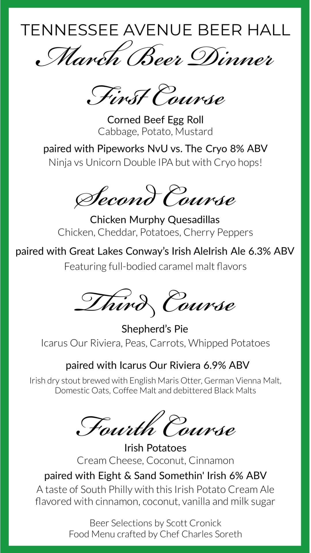 March Beer Dinner — Tennessee Avenue Beer Hall