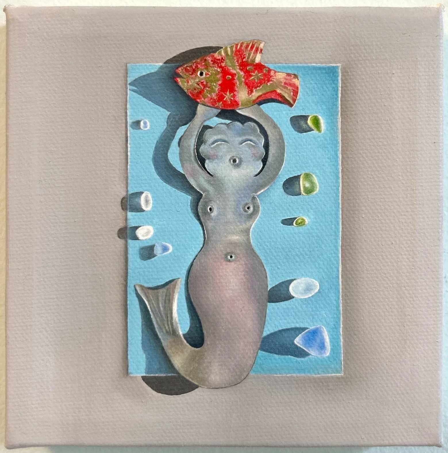 Catch! 2026, 5 x 5 in, oil on canvas.