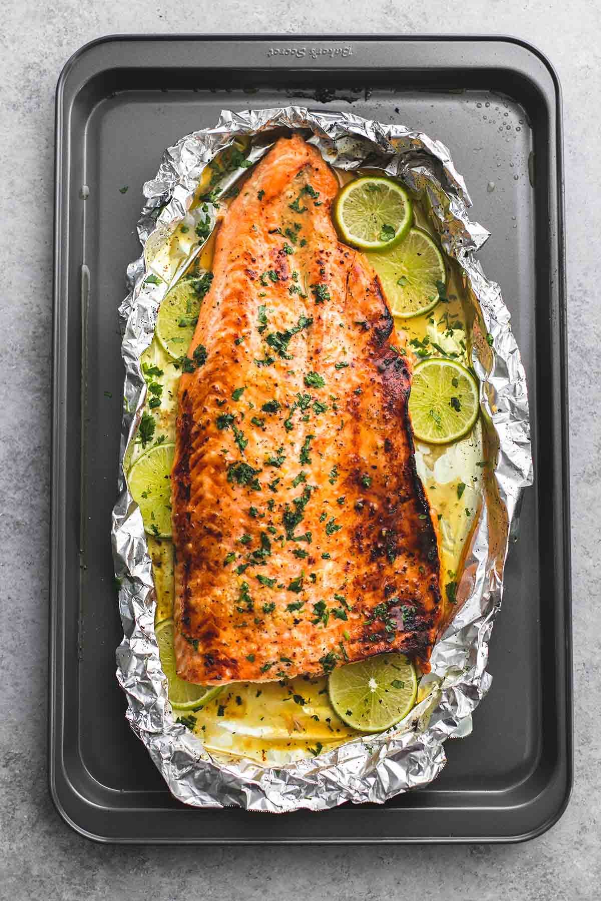 Baked Honey Cilantro Lime Salmon in Foil 