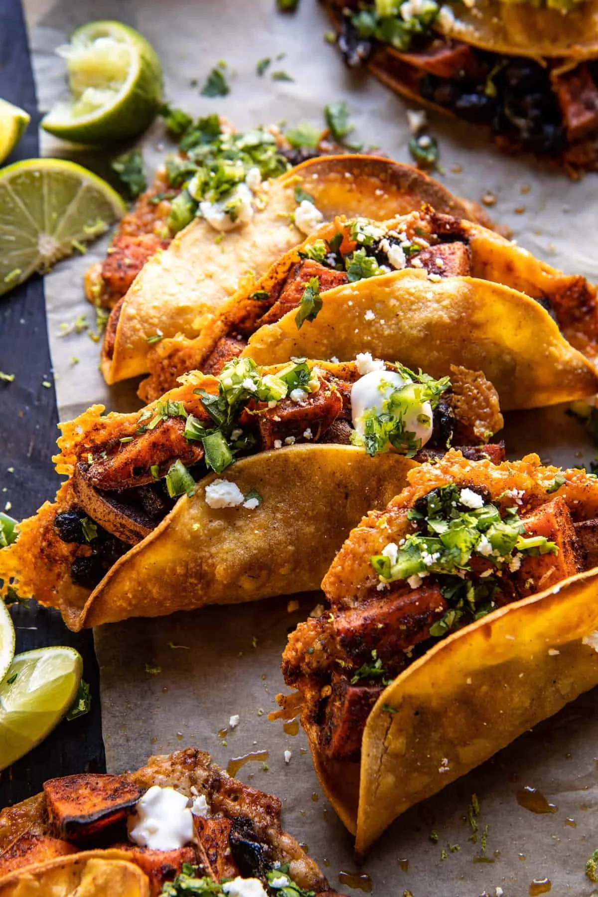 Crispy Chipotle Sweet Potato Tacos (with Lime Crema)