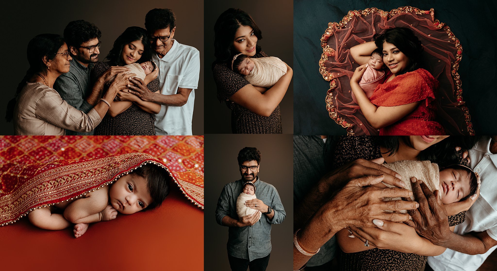Atlanta Georgia newborn photographer studio family generations elegant sari session