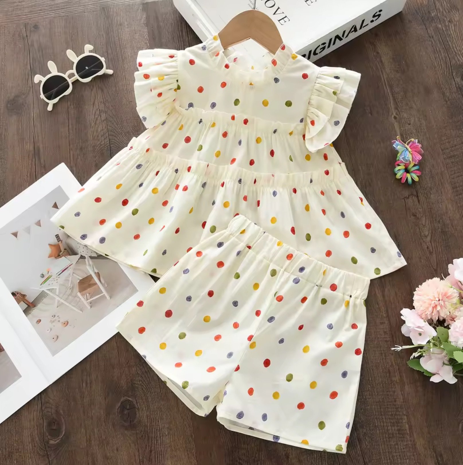 Girls Polka Dot Two-Piece Spring Outfit