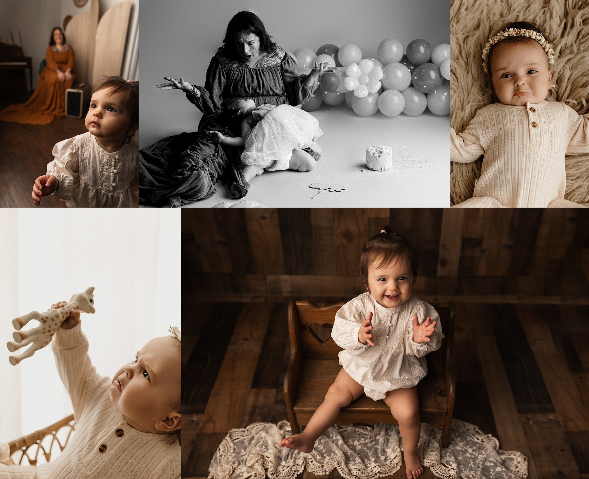 Cumming Georgia milestone photographer studio session boho vintage baby girl