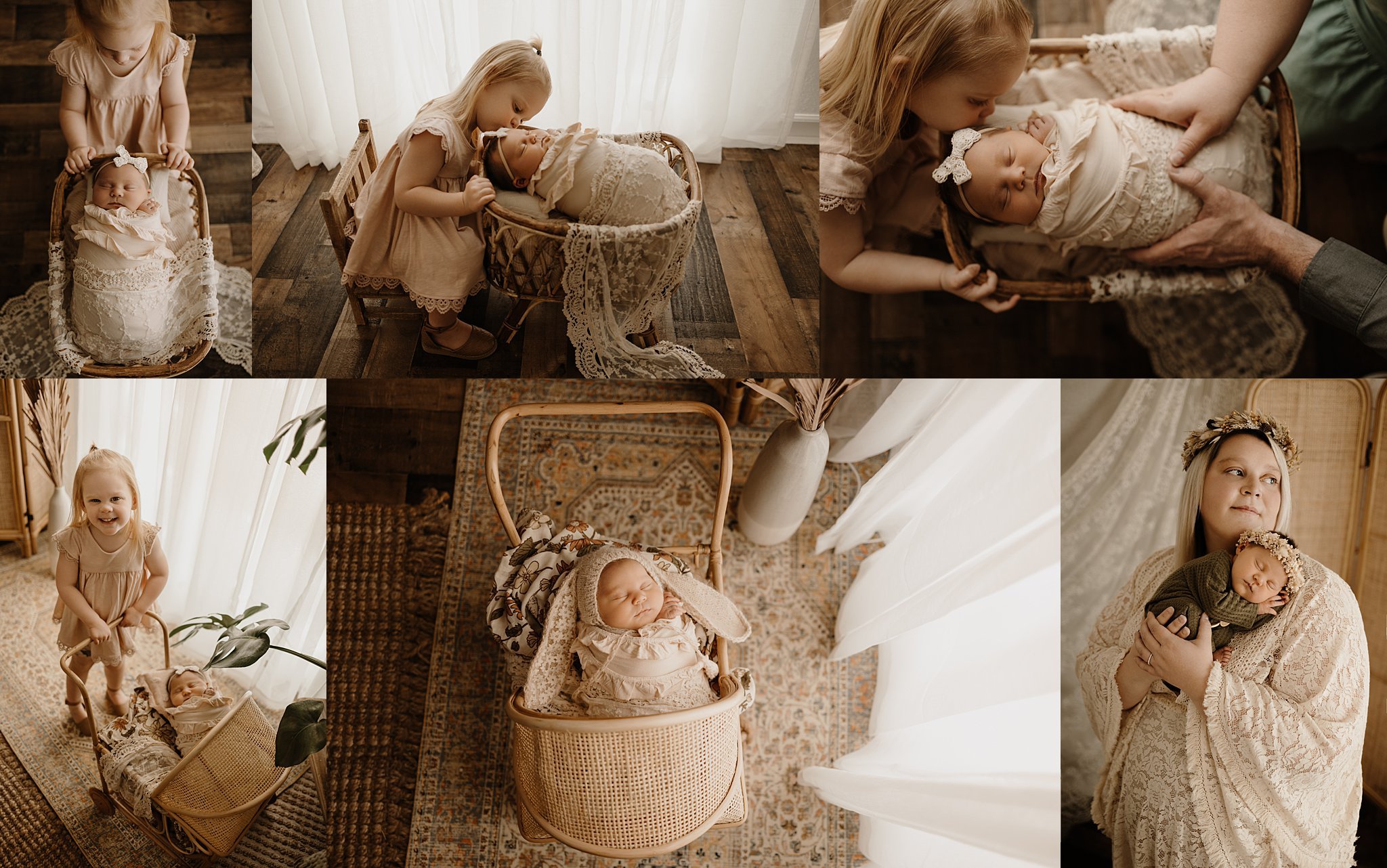 North Georgia newborn photographer vintage bohemian glam sisters family session