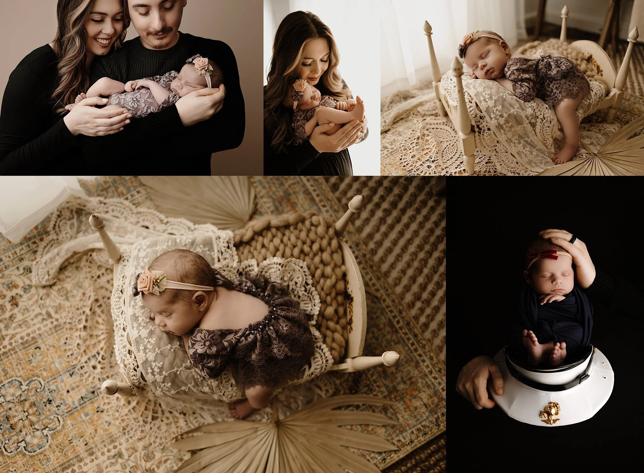 Dahlonega Georgia newborn photographer Navy baby girl purple rustic glamorous chic family studio session