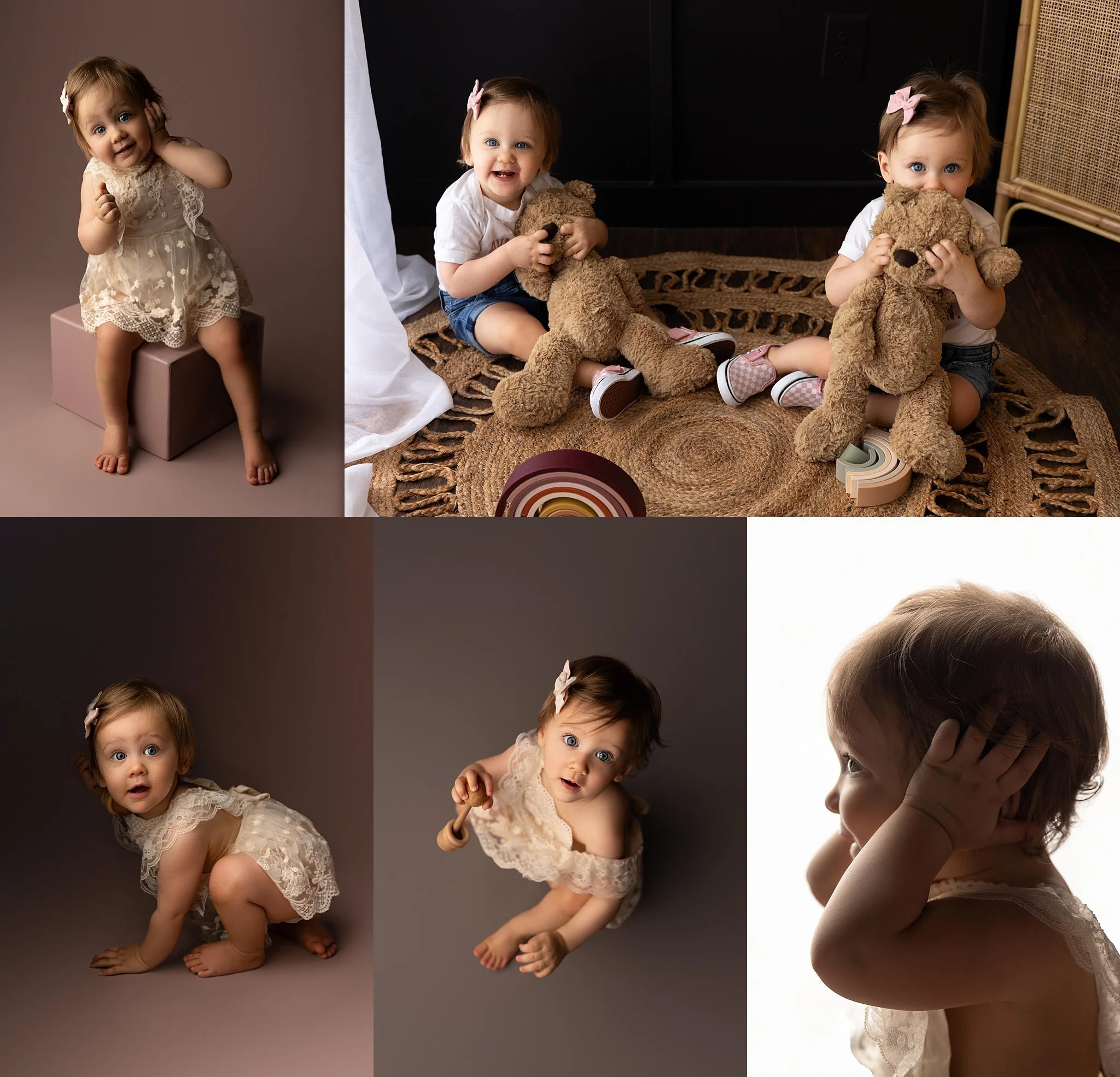 Cumming Georgia milestone photographer twins bohemian lacy fine arts studio session