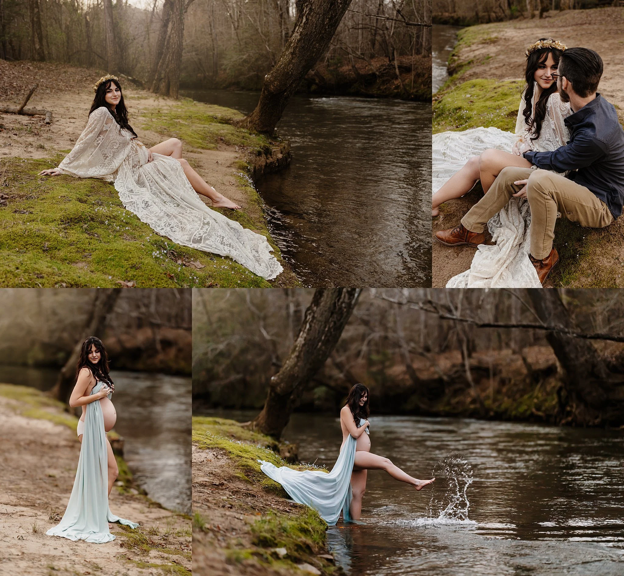 Alpharetta Georgia maternity photographer river bohemian rustic glam session