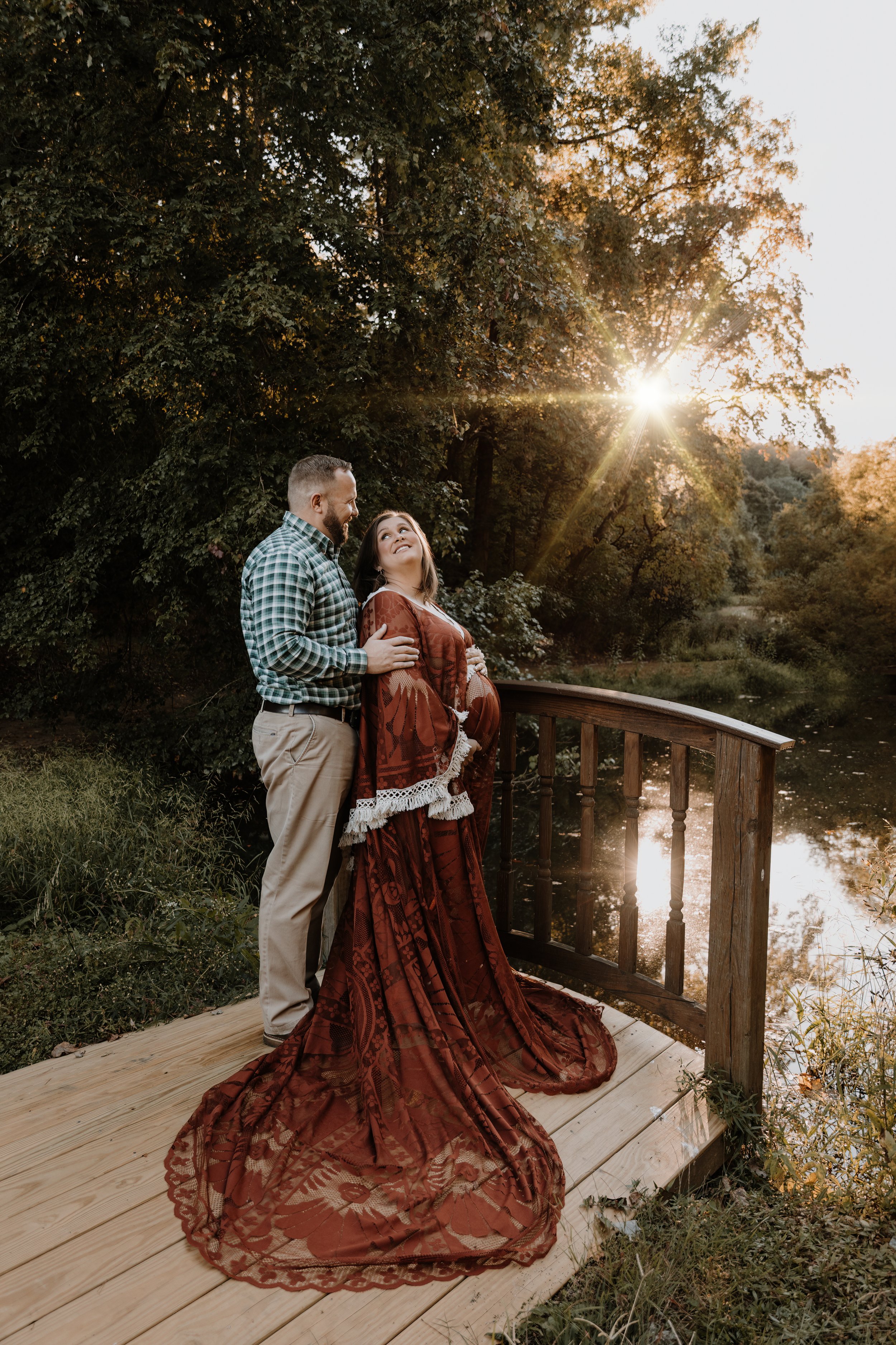 North Atlanta Maternity Photographer, red maternity dress, boho maternity, outdoor maternity photography,