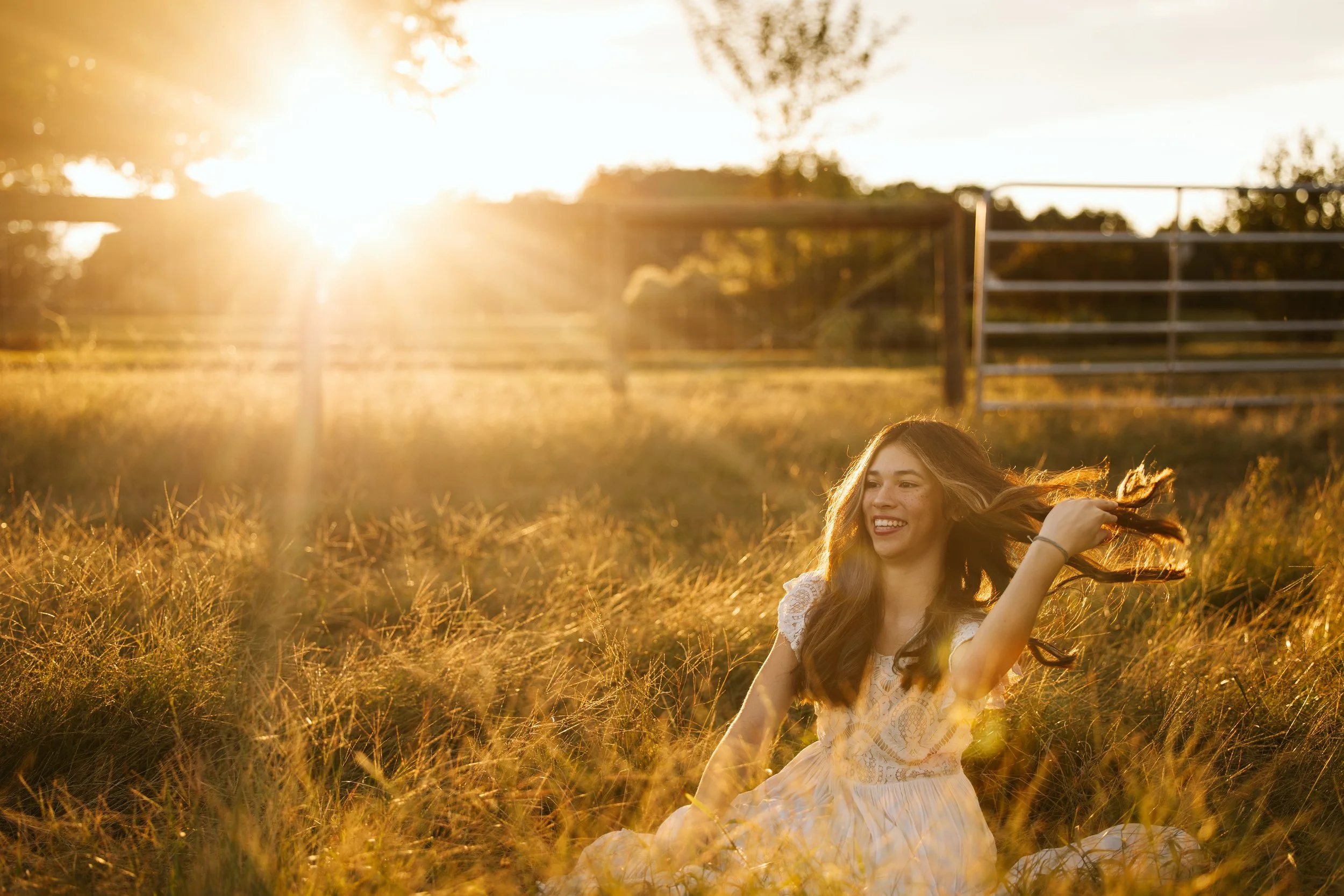 Golden hour senior portraits in North Georgia by Dahlonega senior photographer Lane Collins Photography, serving Alpharetta, Milton and Cumming GA seniors.