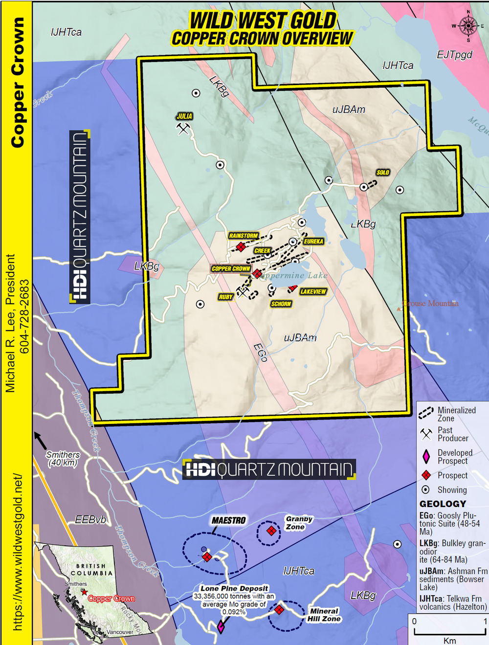 Copper Crown Property and Quartz Mountain Overview Map