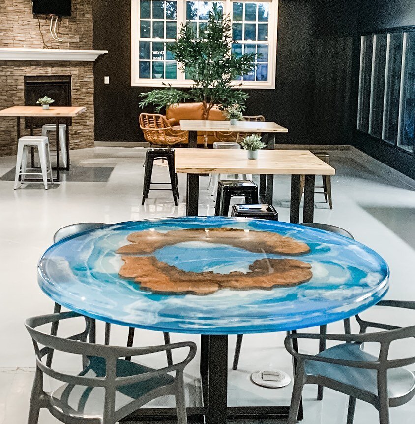 We&rsquo;ve been busy!!! We decided to do a combo of Spalted maple tables and a huge ocean resin table for the dining area at @ldnwaffleco. 
We&rsquo;re not finished just yet but really wanted to share this #sneakpeek !!