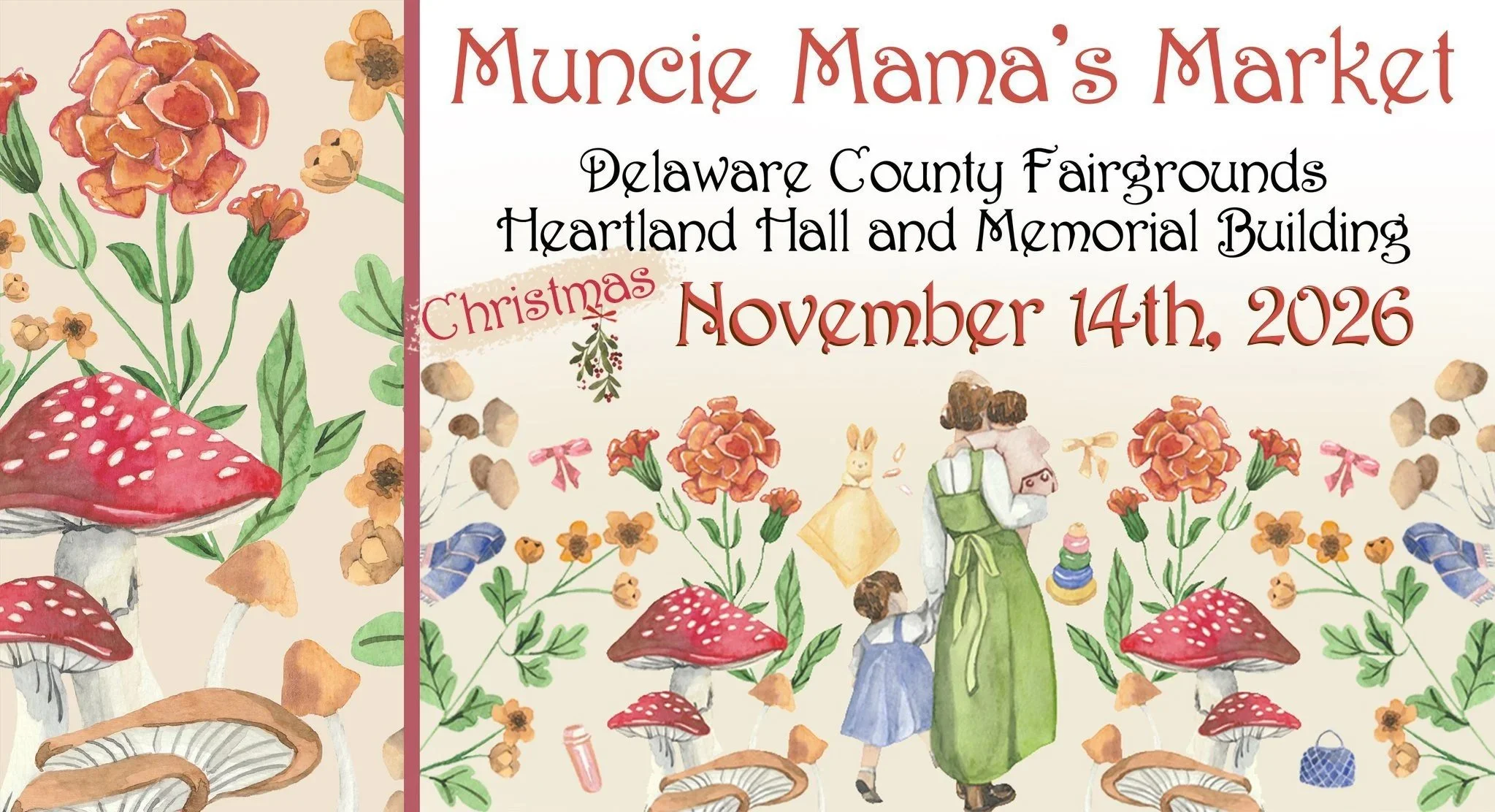 Christmas Muncie Mama's Market November 14th 2026 in Muncie Indiana banner advertising sign