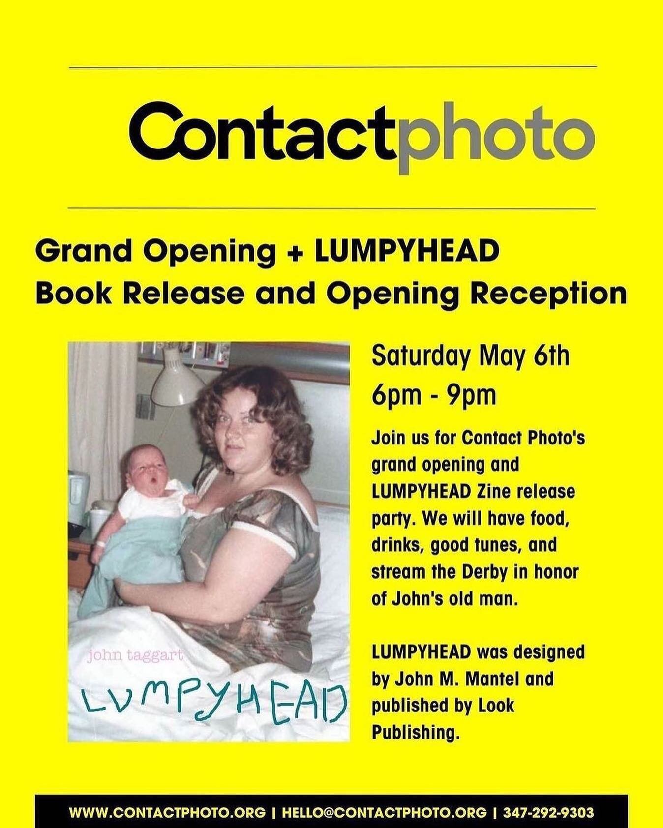 Posted @withregram &bull; nycspc Join us tomorrow for Contact Photo's Grand Opening and LUMPYHEAD Zine release party. We will have food, drinks, good tunes, and will stream the Derby in honor of John's old man.⁣⁣
⁣⁣
About the zine:⁣⁣
First published 